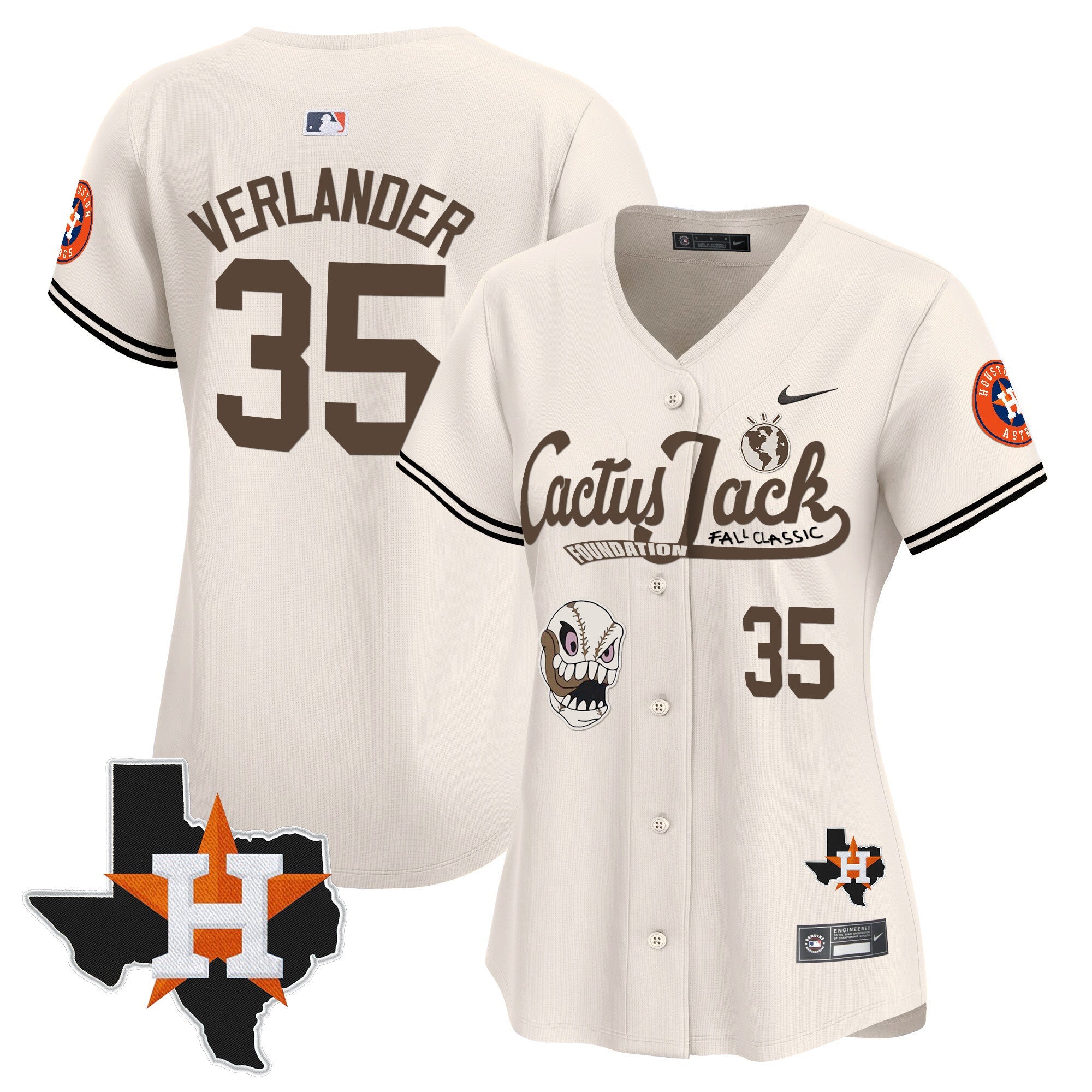 Women’s Houston Cactus Jack Patch Vapor Premier Limited Jersey V8 – Stitched