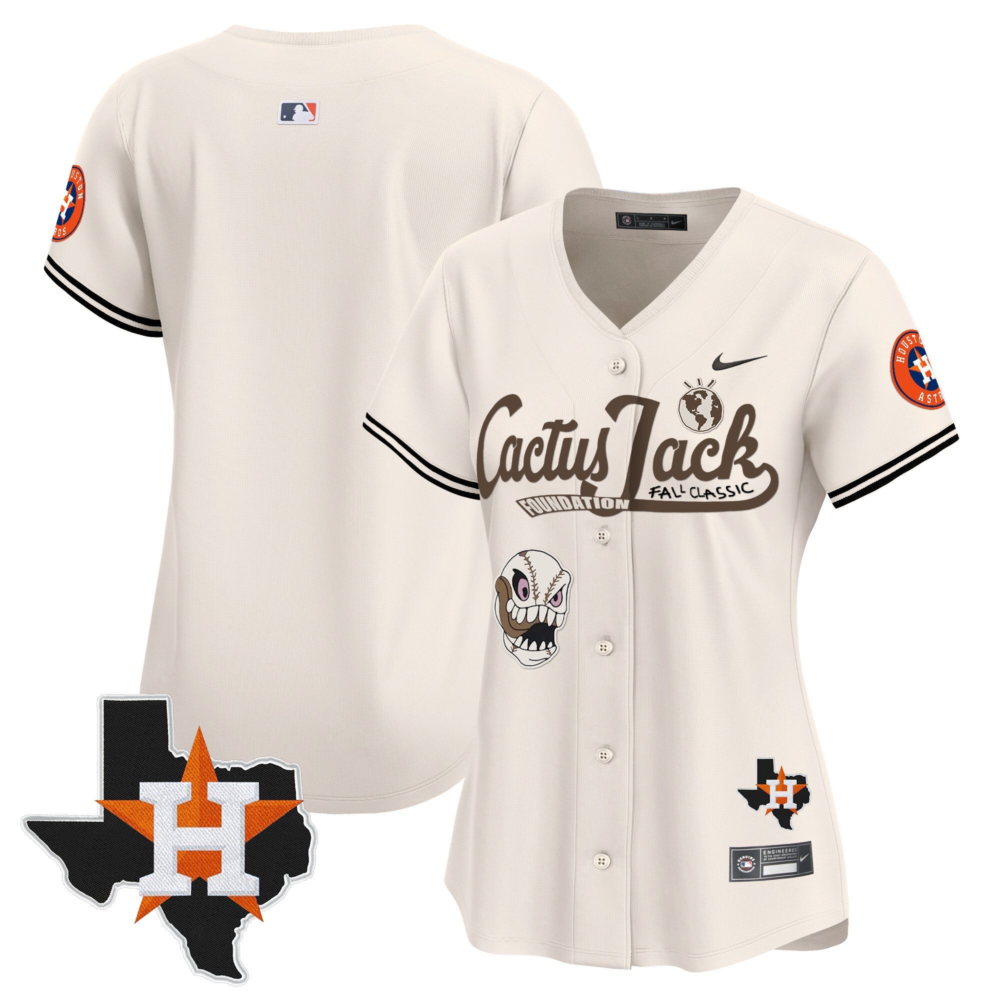 Women’s Houston Cactus Jack Patch Vapor Premier Limited Jersey V8 – Stitched