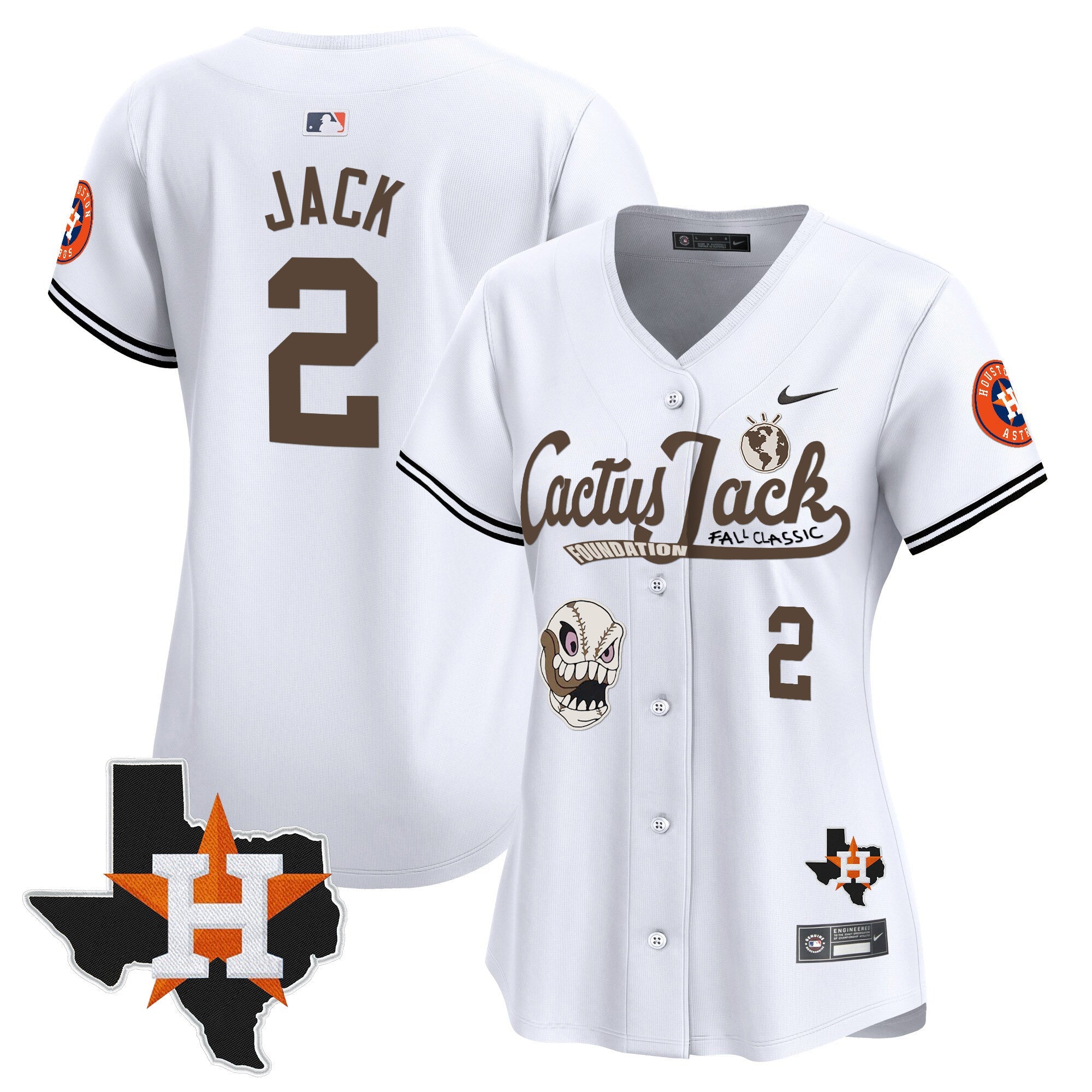 Women’s Houston Cactus Jack Patch Vapor Premier Limited Jersey V8 – Stitched