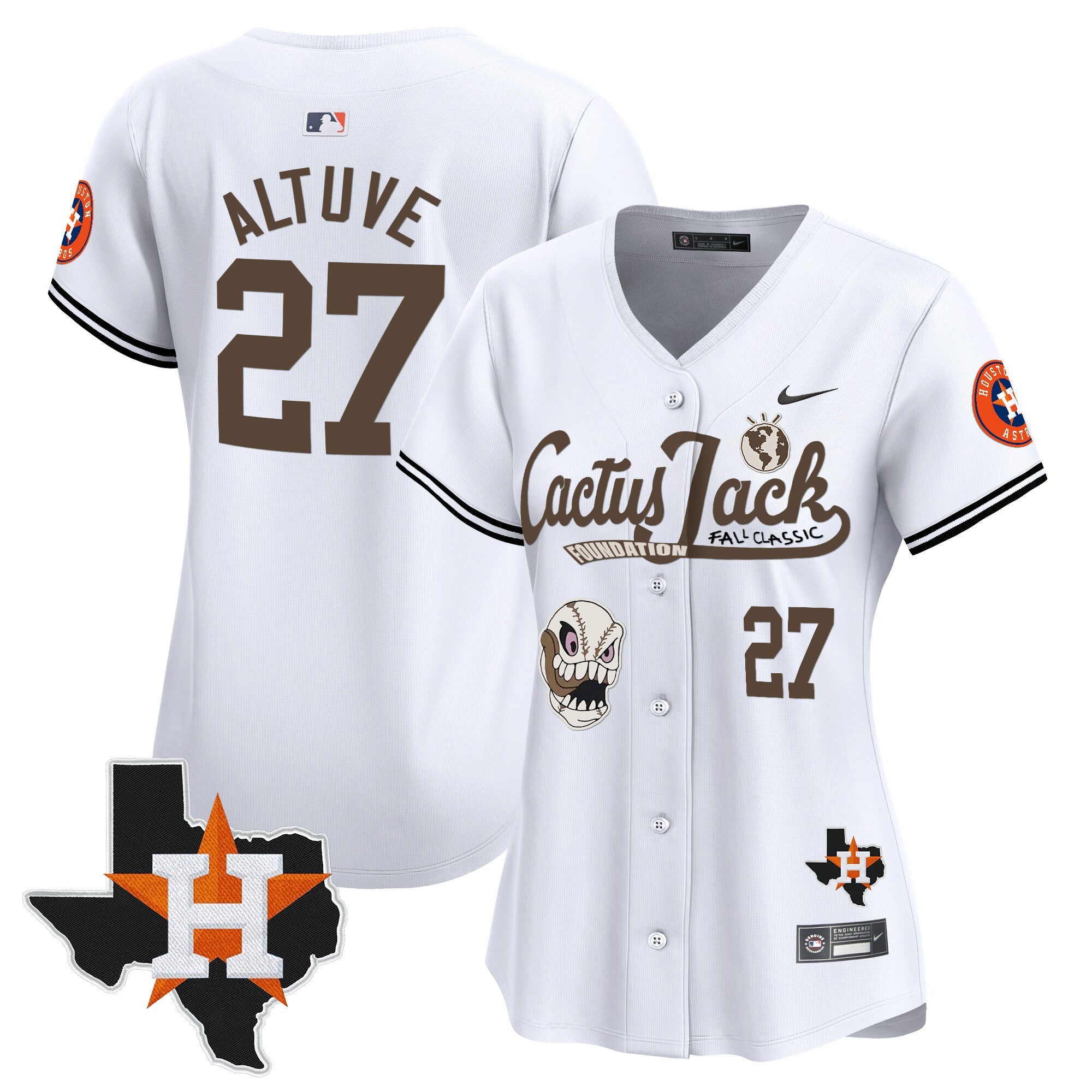 Women’s Houston Cactus Jack Patch Vapor Premier Limited Jersey V8 – Stitched