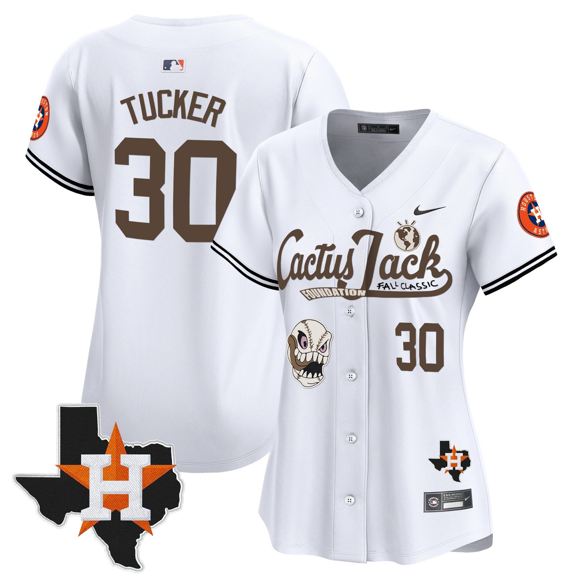 Women’s Houston Cactus Jack Patch Vapor Premier Limited Jersey V8 – Stitched