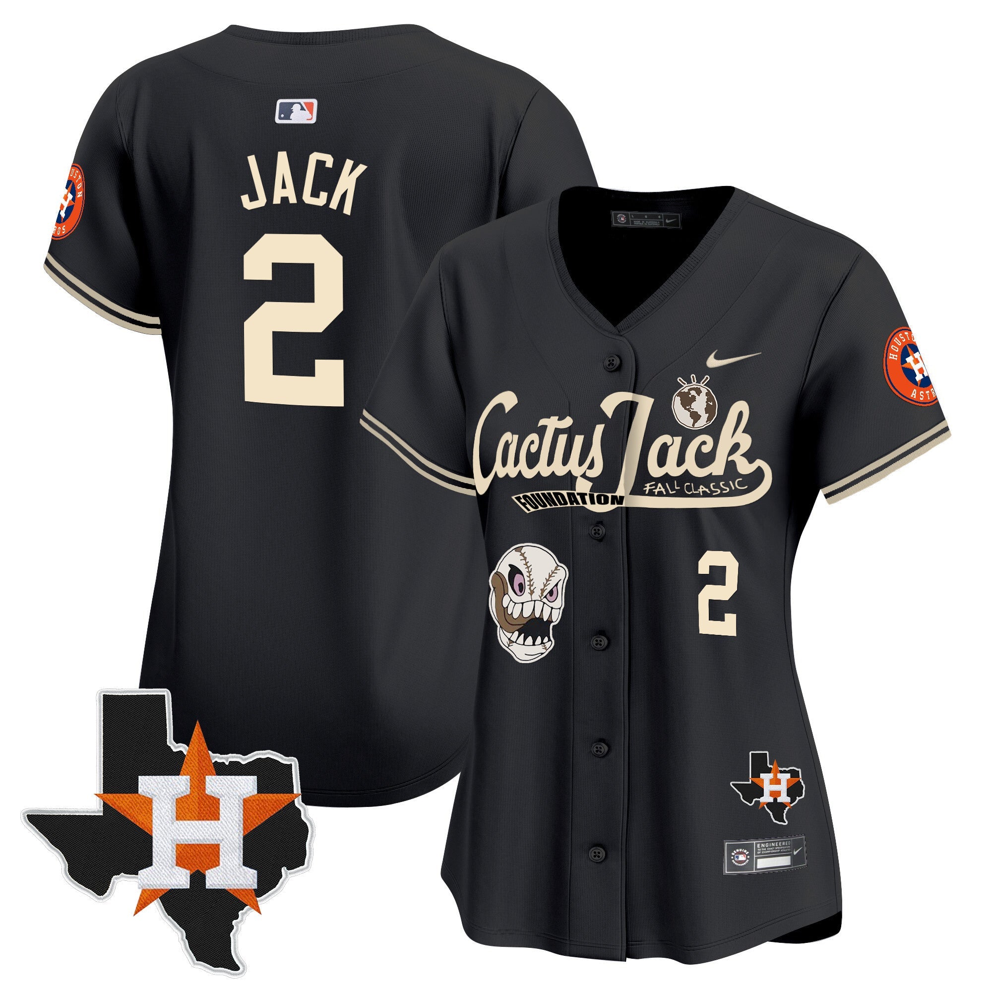 Women’s Houston Cactus Jack Patch Vapor Premier Limited Jersey V8 – Stitched