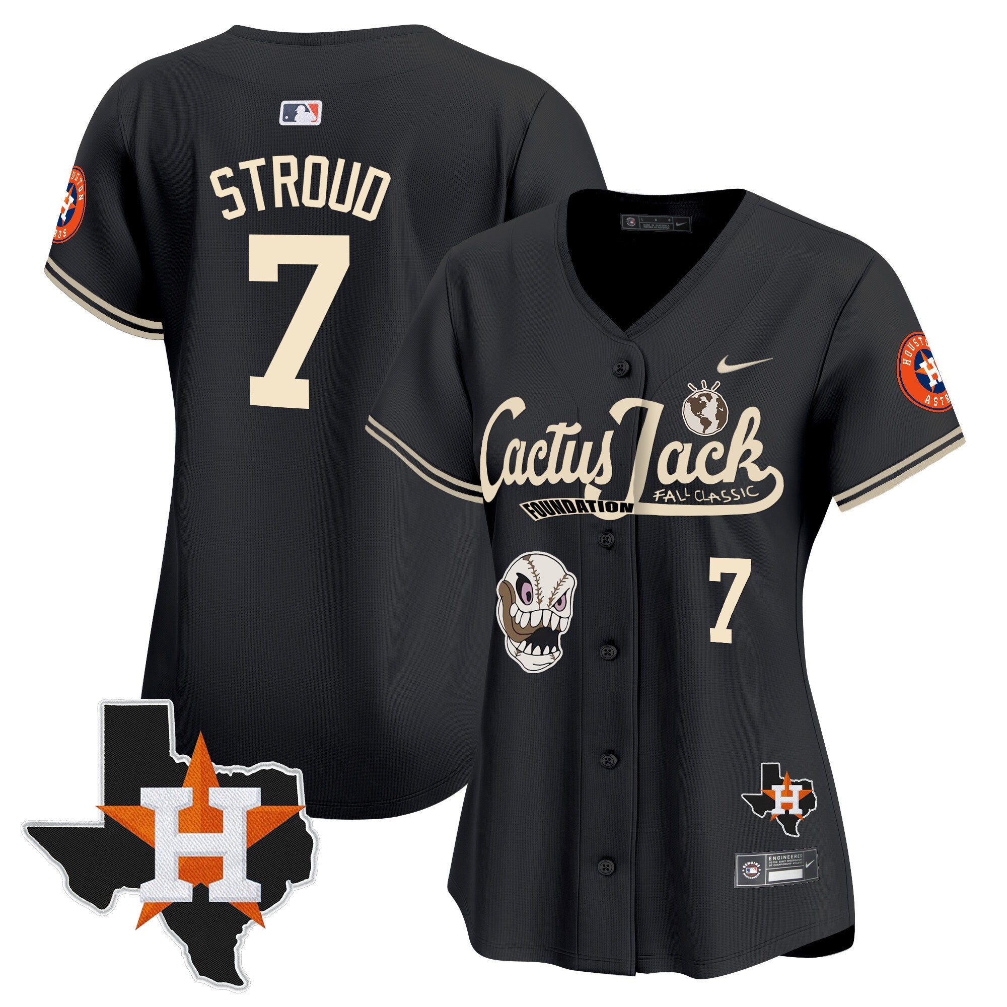 Women’s Houston Cactus Jack Patch Vapor Premier Limited Jersey V8 – Stitched