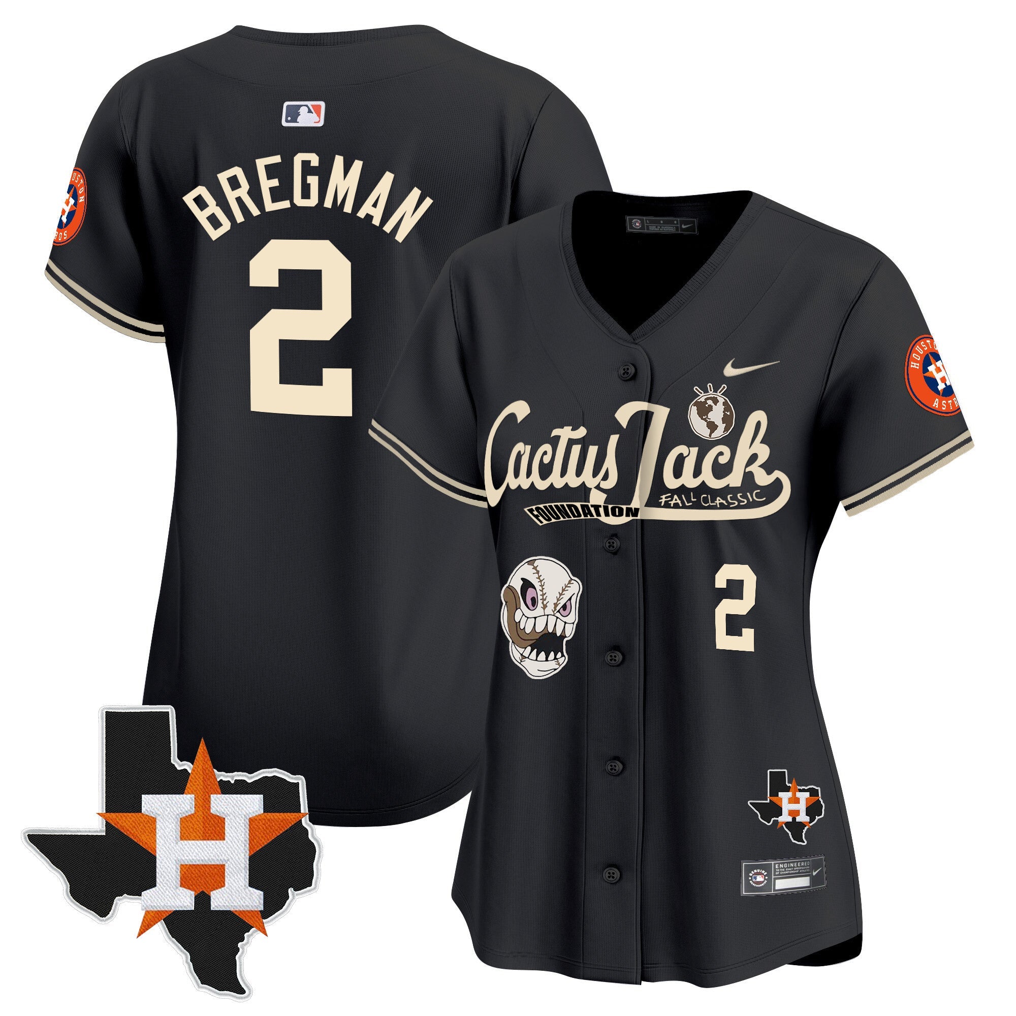 Women’s Houston Cactus Jack Patch Vapor Premier Limited Jersey V8 – Stitched