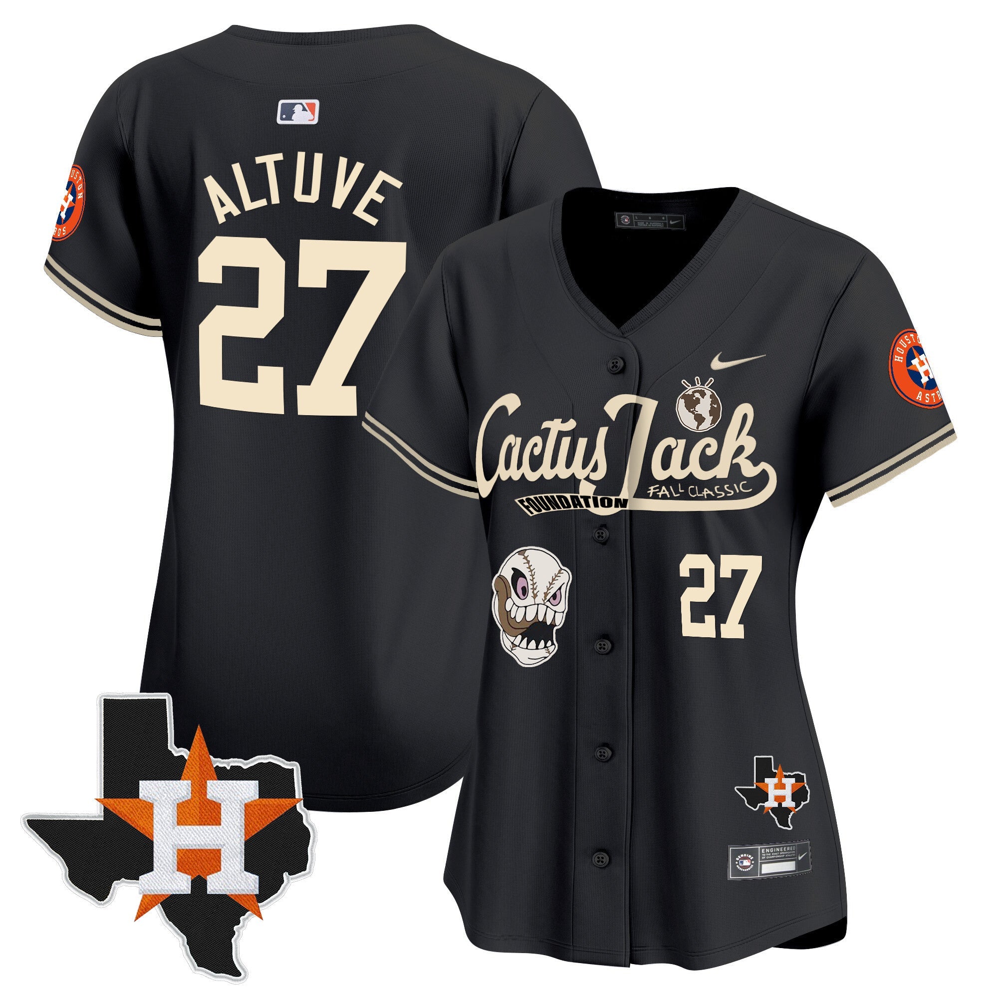 Women’s Houston Cactus Jack Patch Vapor Premier Limited Jersey V8 – Stitched