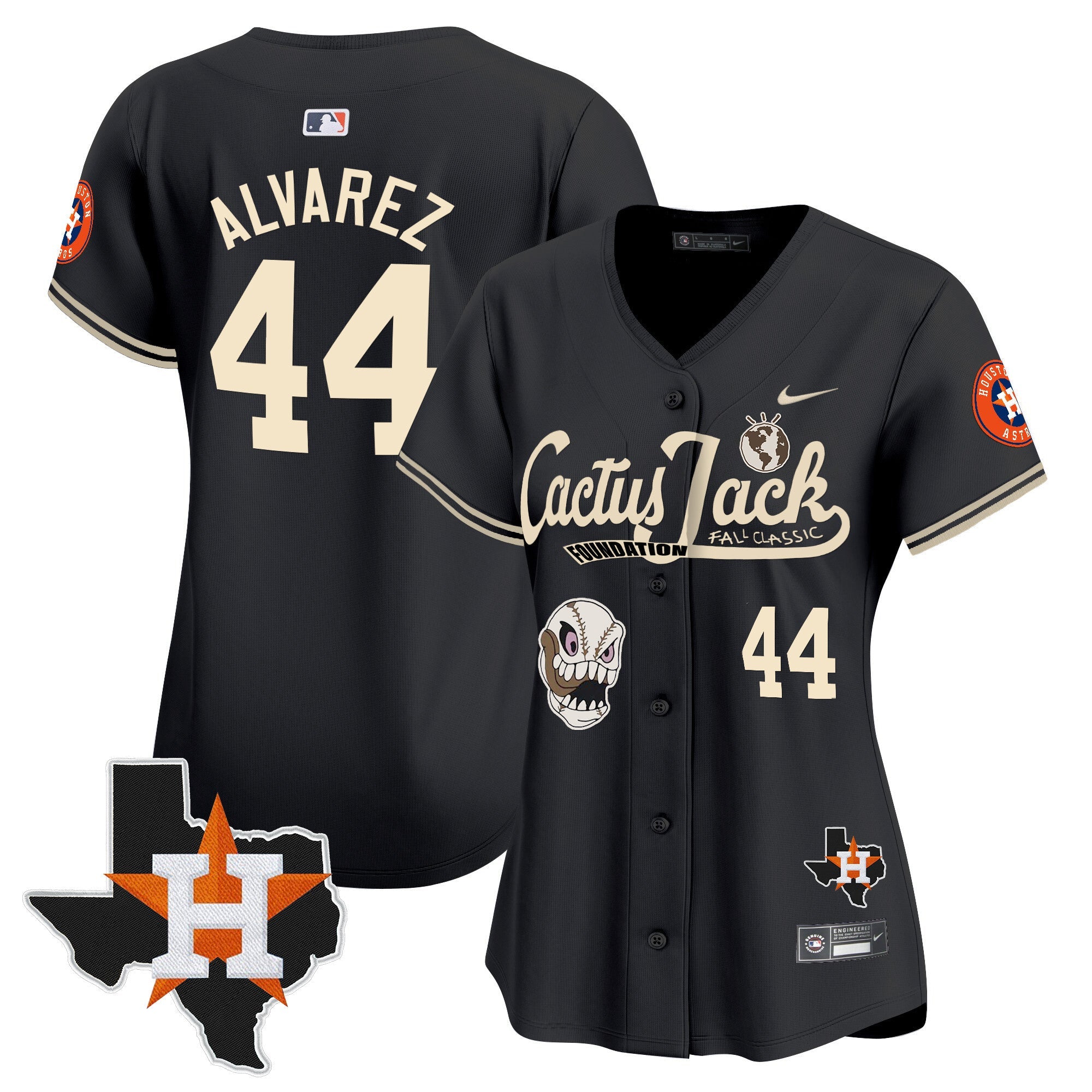 Women’s Houston Cactus Jack Patch Vapor Premier Limited Jersey V8 – Stitched