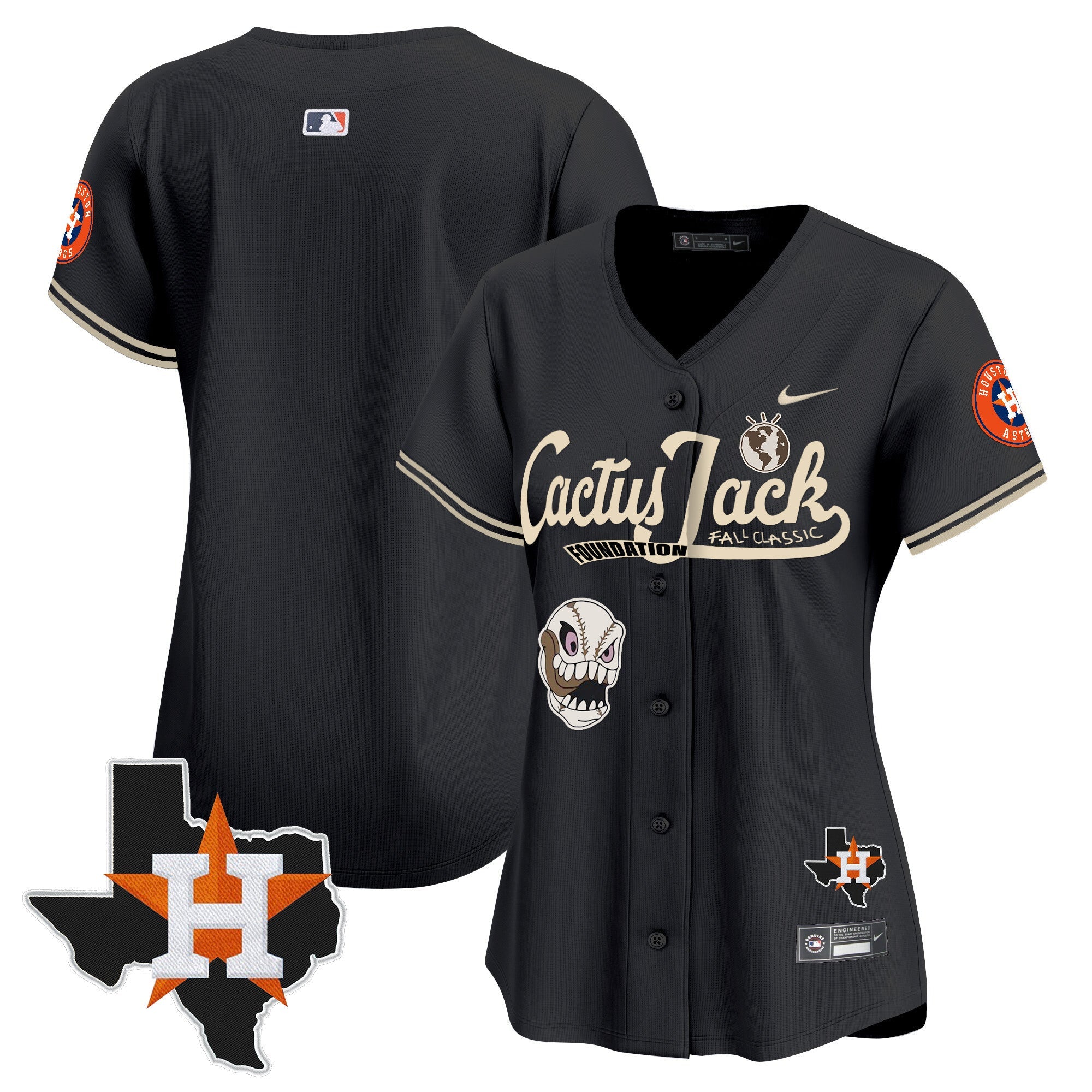 Women’s Houston Cactus Jack Patch Vapor Premier Limited Jersey V8 – Stitched