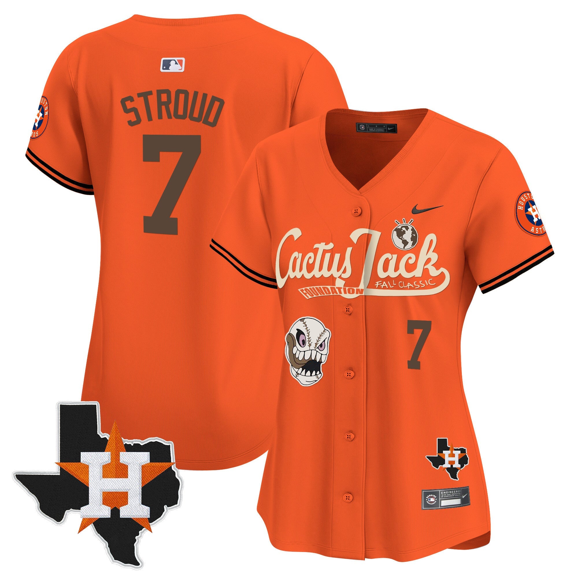 Women’s Houston Cactus Jack Patch Vapor Premier Limited Jersey V8 – Stitched