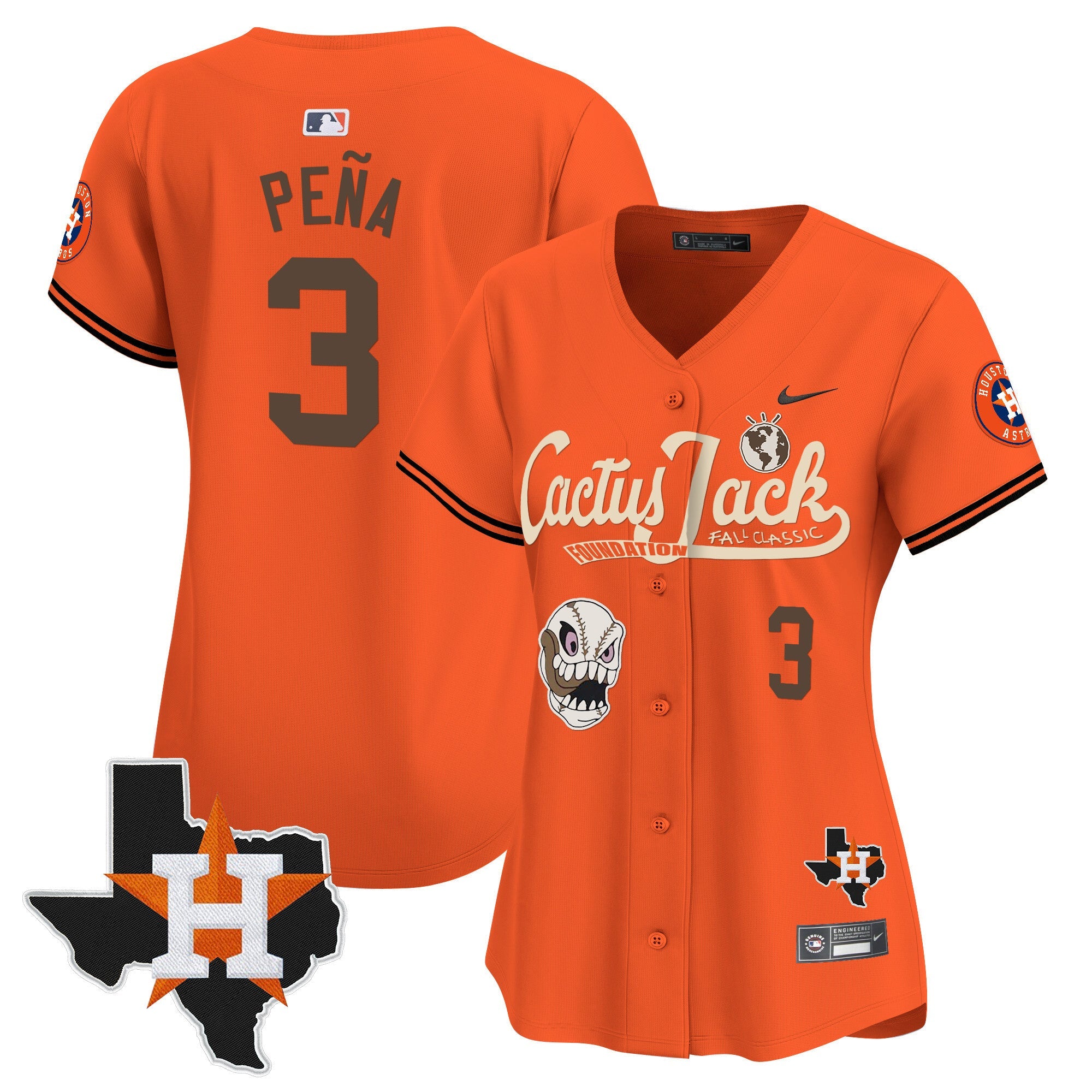 Women’s Houston Cactus Jack Patch Vapor Premier Limited Jersey V8 – Stitched