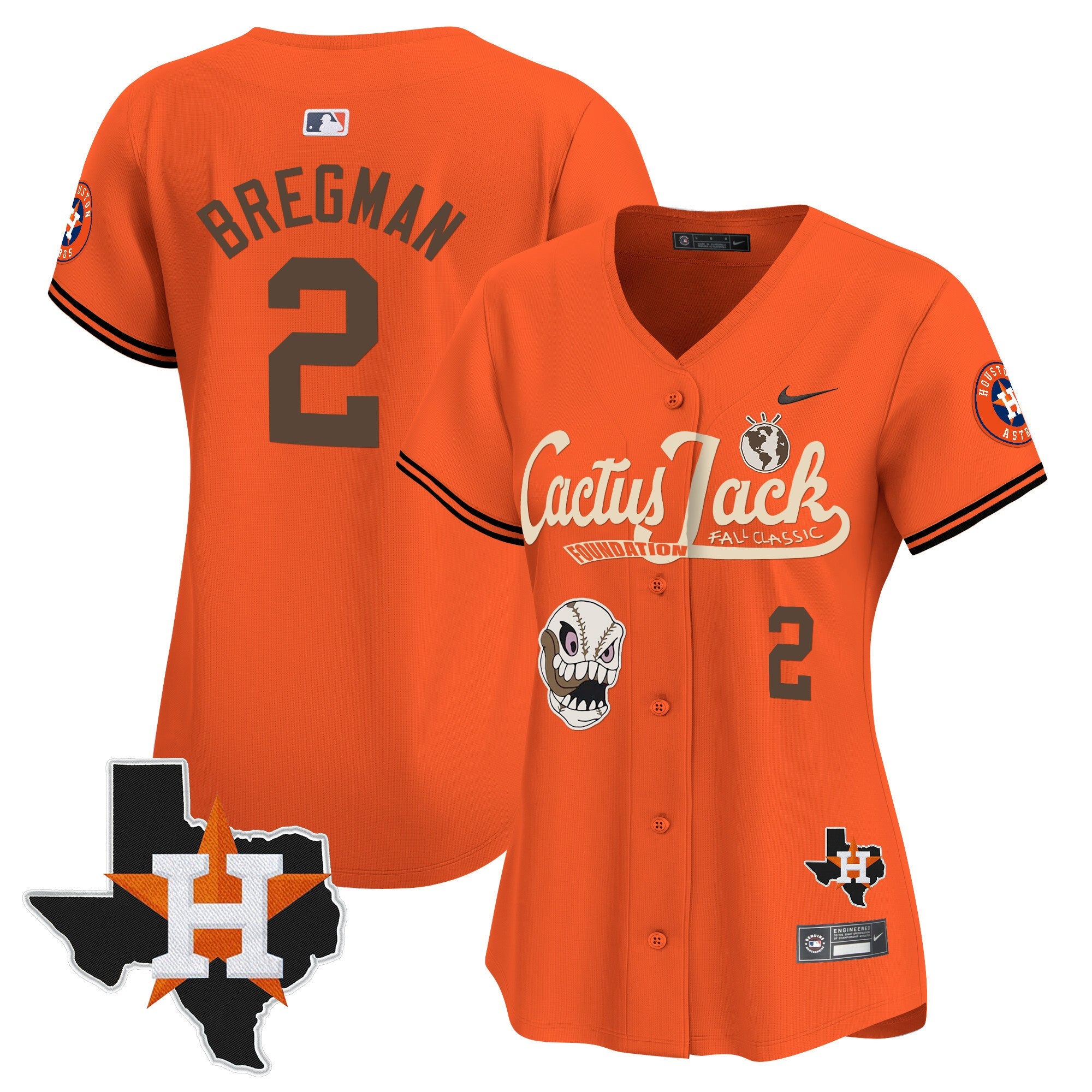 Women’s Houston Cactus Jack Patch Vapor Premier Limited Jersey V8 – Stitched