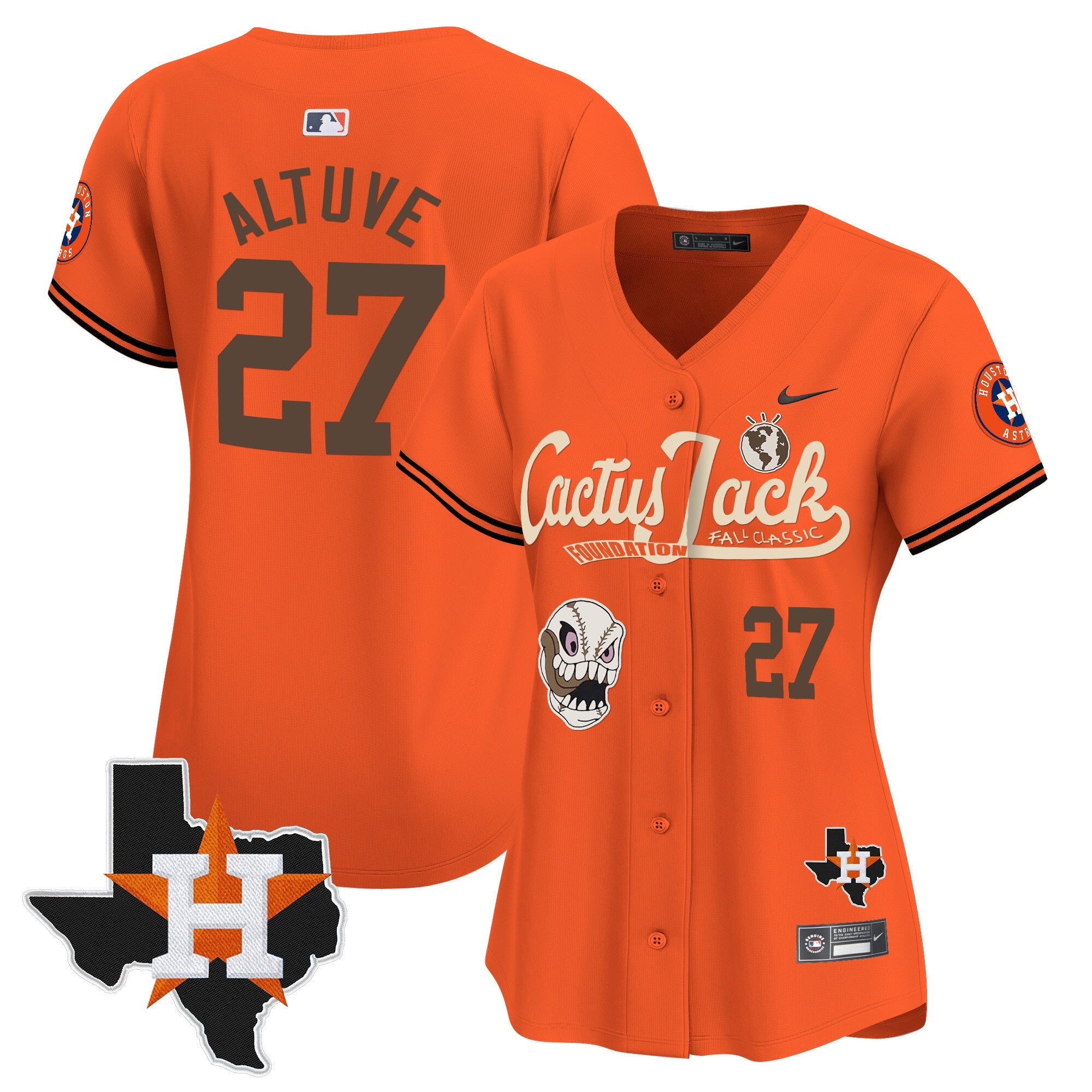 Women’s Houston Cactus Jack Patch Vapor Premier Limited Jersey V8 – Stitched