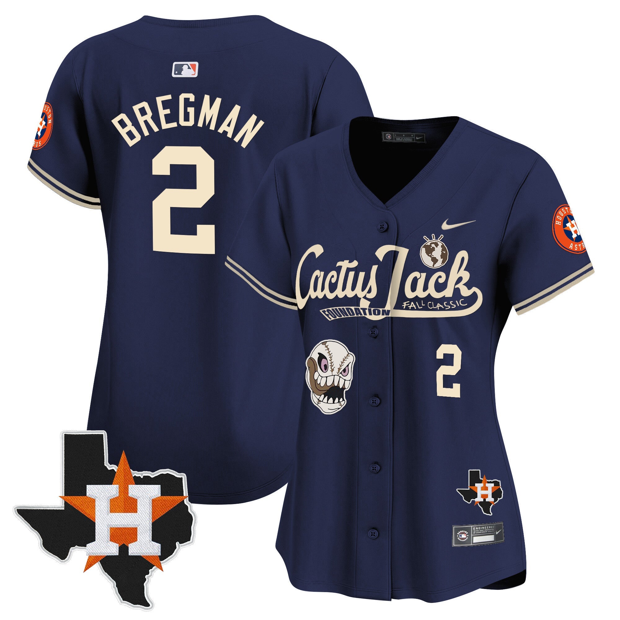 Women’s Houston Cactus Jack Patch Vapor Premier Limited Jersey V8 – Stitched