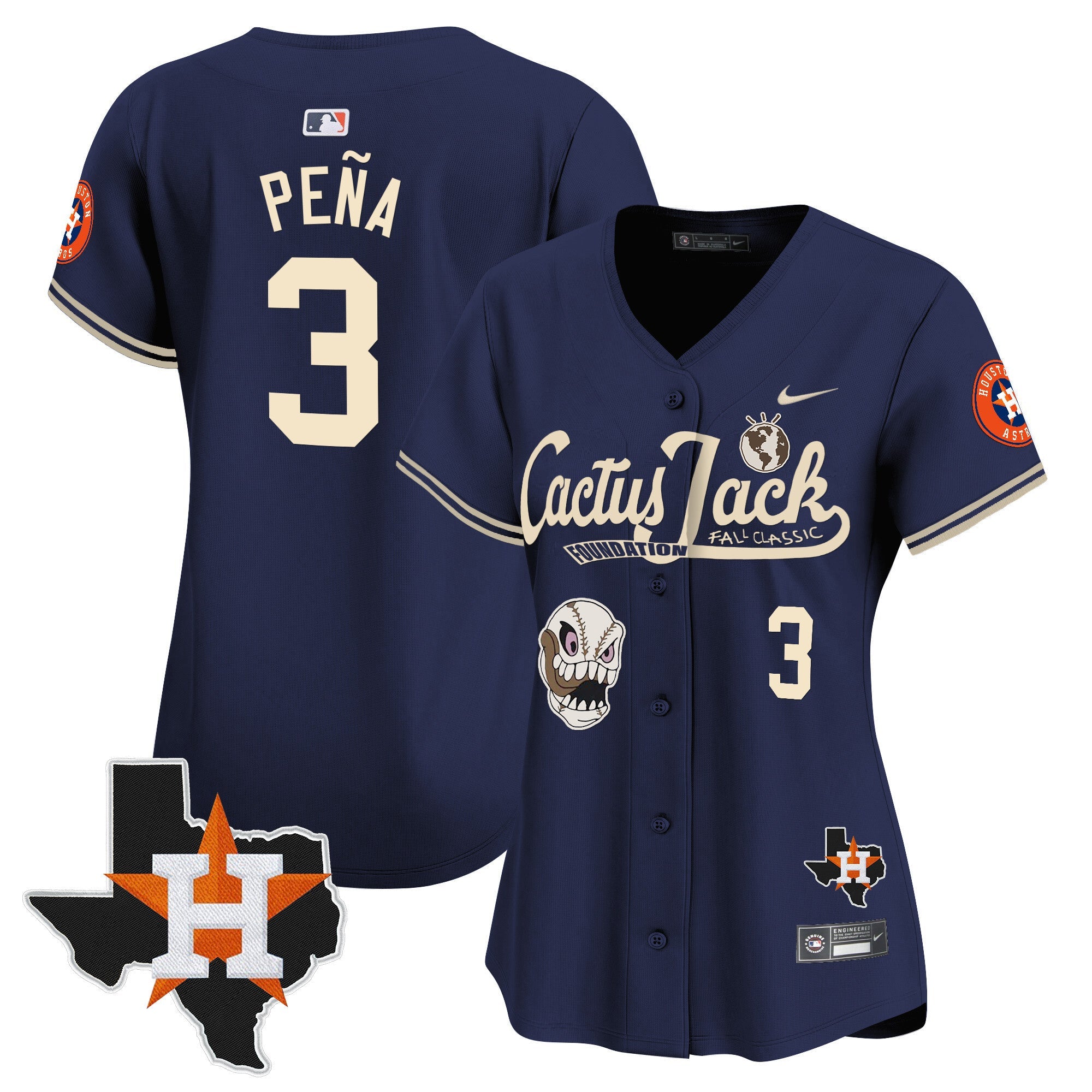 Women’s Houston Cactus Jack Patch Vapor Premier Limited Jersey V8 – Stitched