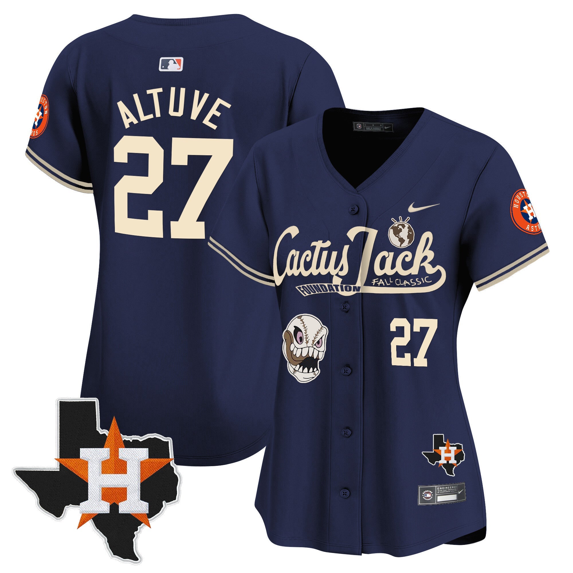 Women’s Houston Cactus Jack Patch Vapor Premier Limited Jersey V8 – Stitched
