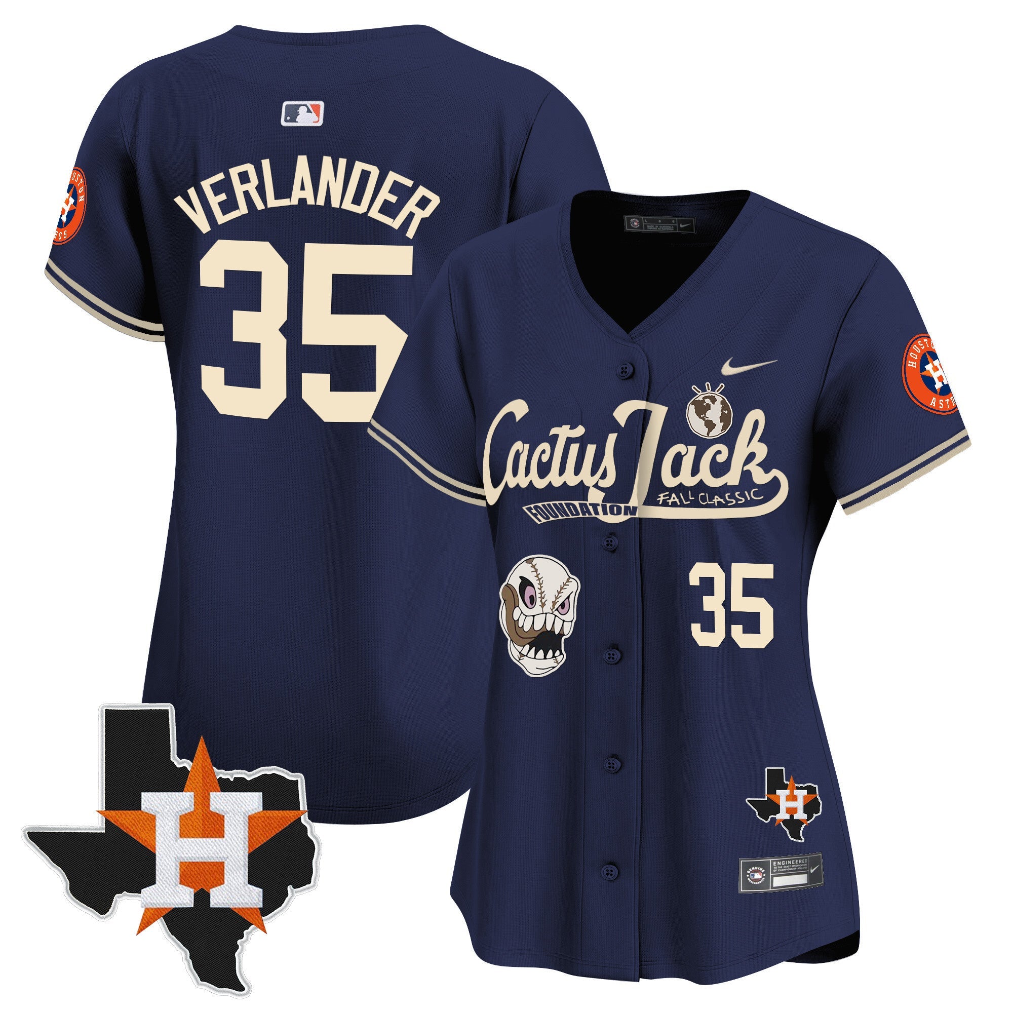 Women’s Houston Cactus Jack Patch Vapor Premier Limited Jersey V8 – Stitched