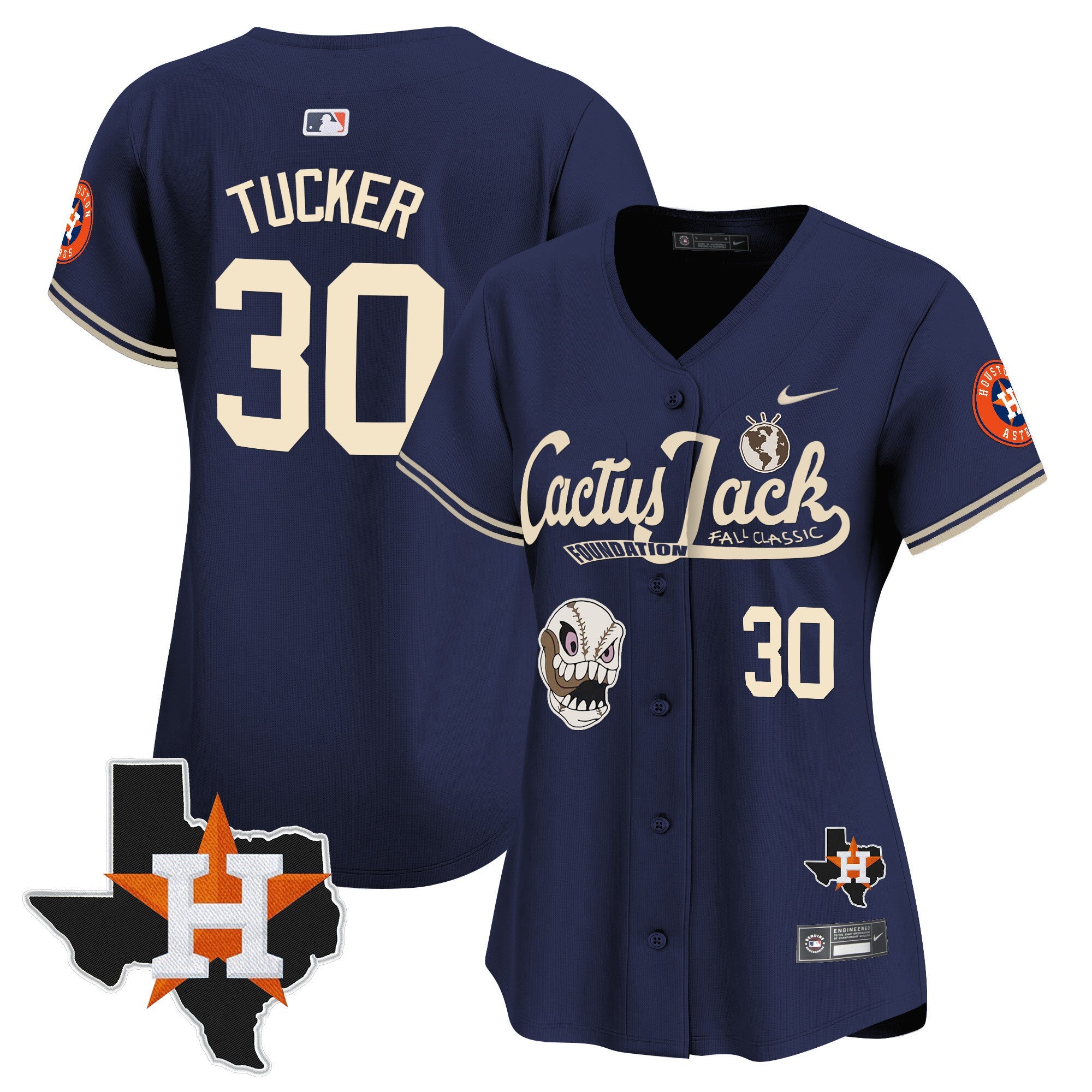Women’s Houston Cactus Jack Patch Vapor Premier Limited Jersey V8 – Stitched
