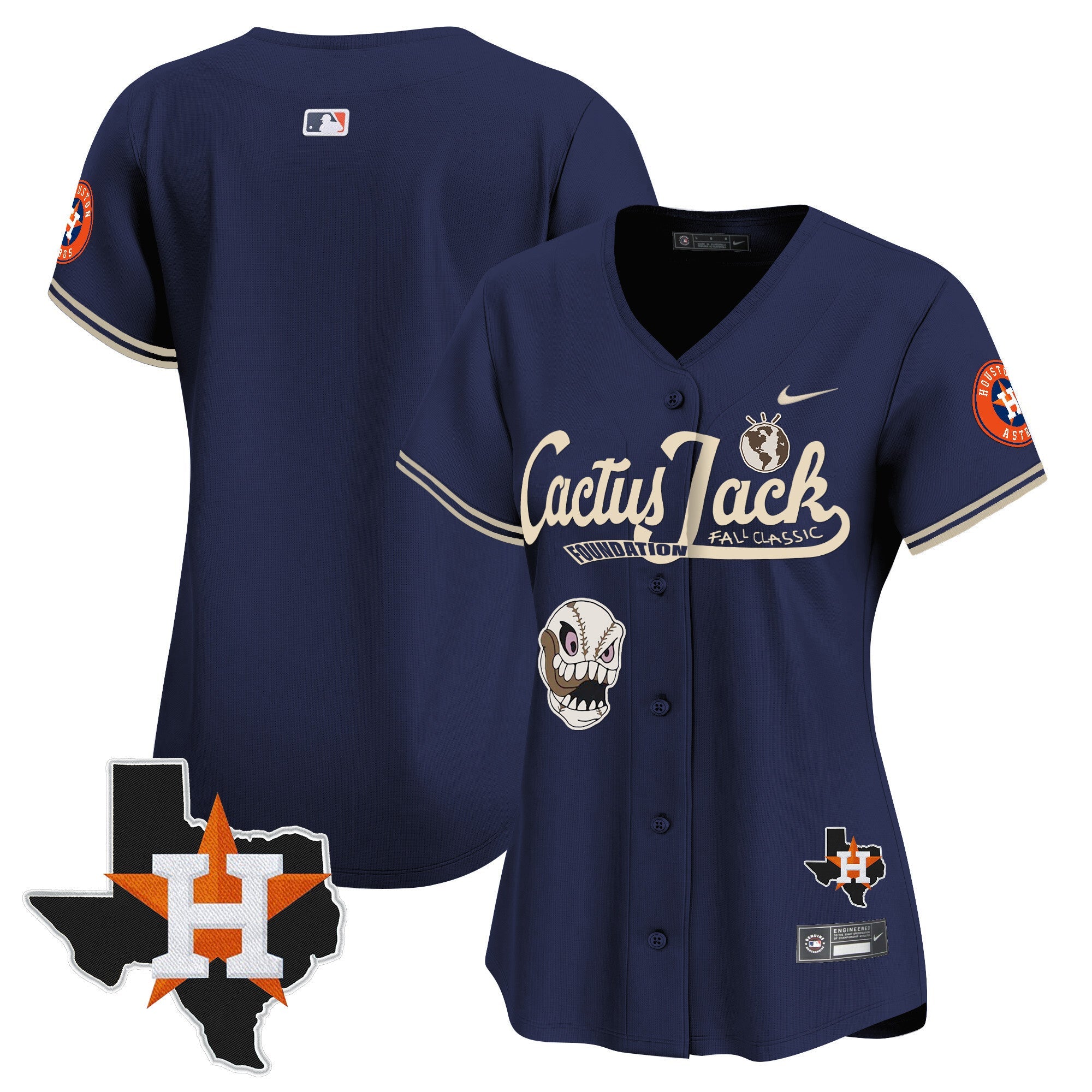 Women’s Houston Cactus Jack Patch Vapor Premier Limited Jersey V8 – Stitched