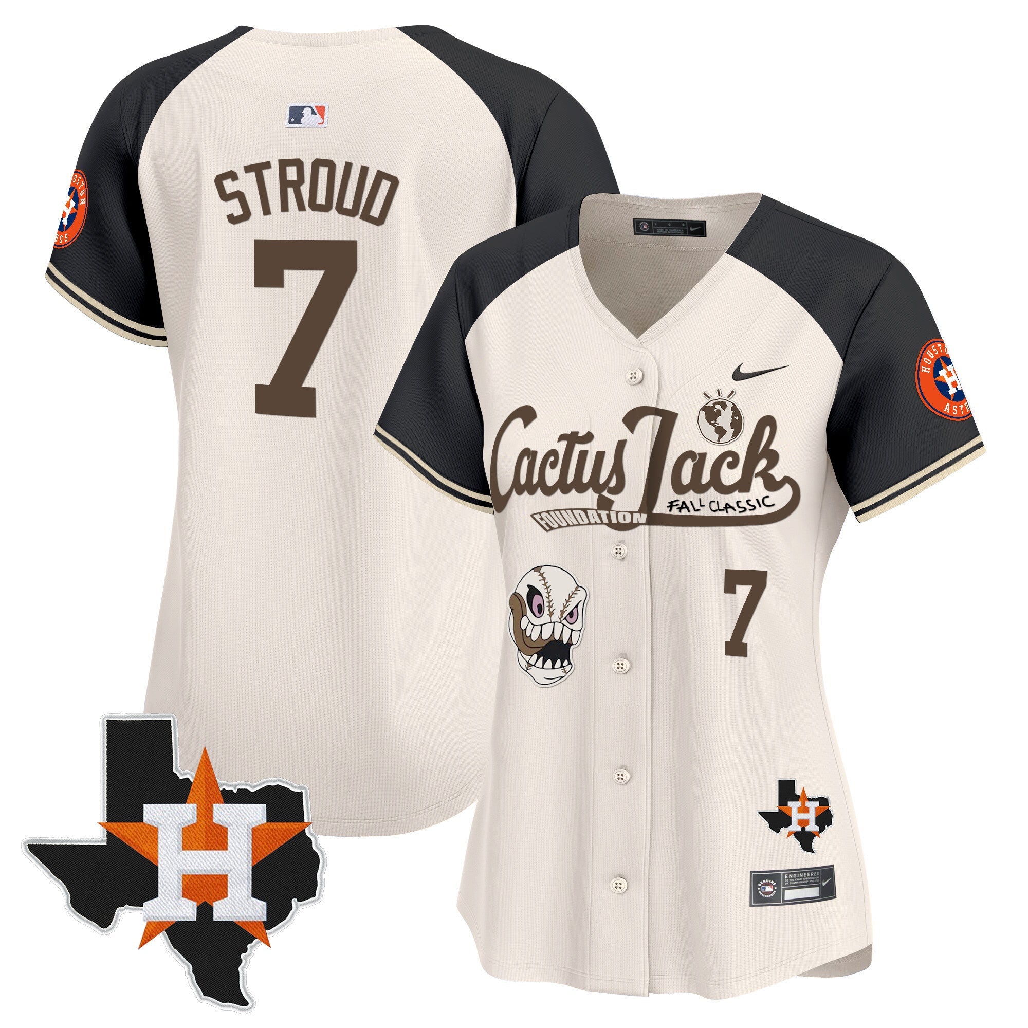 Women’s Houston Cactus Jack Patch Vapor Premier Limited Jersey V8 – Stitched