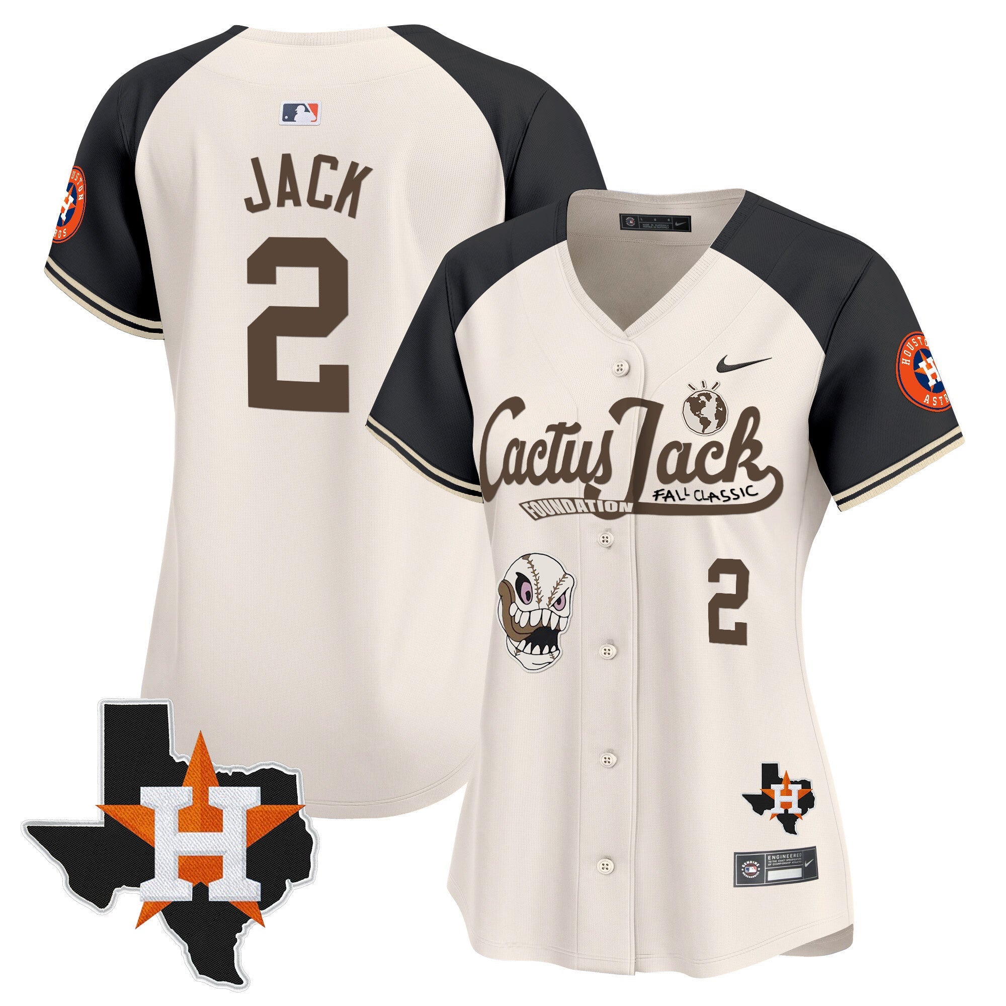 Women’s Houston Cactus Jack Patch Vapor Premier Limited Jersey V8 – Stitched