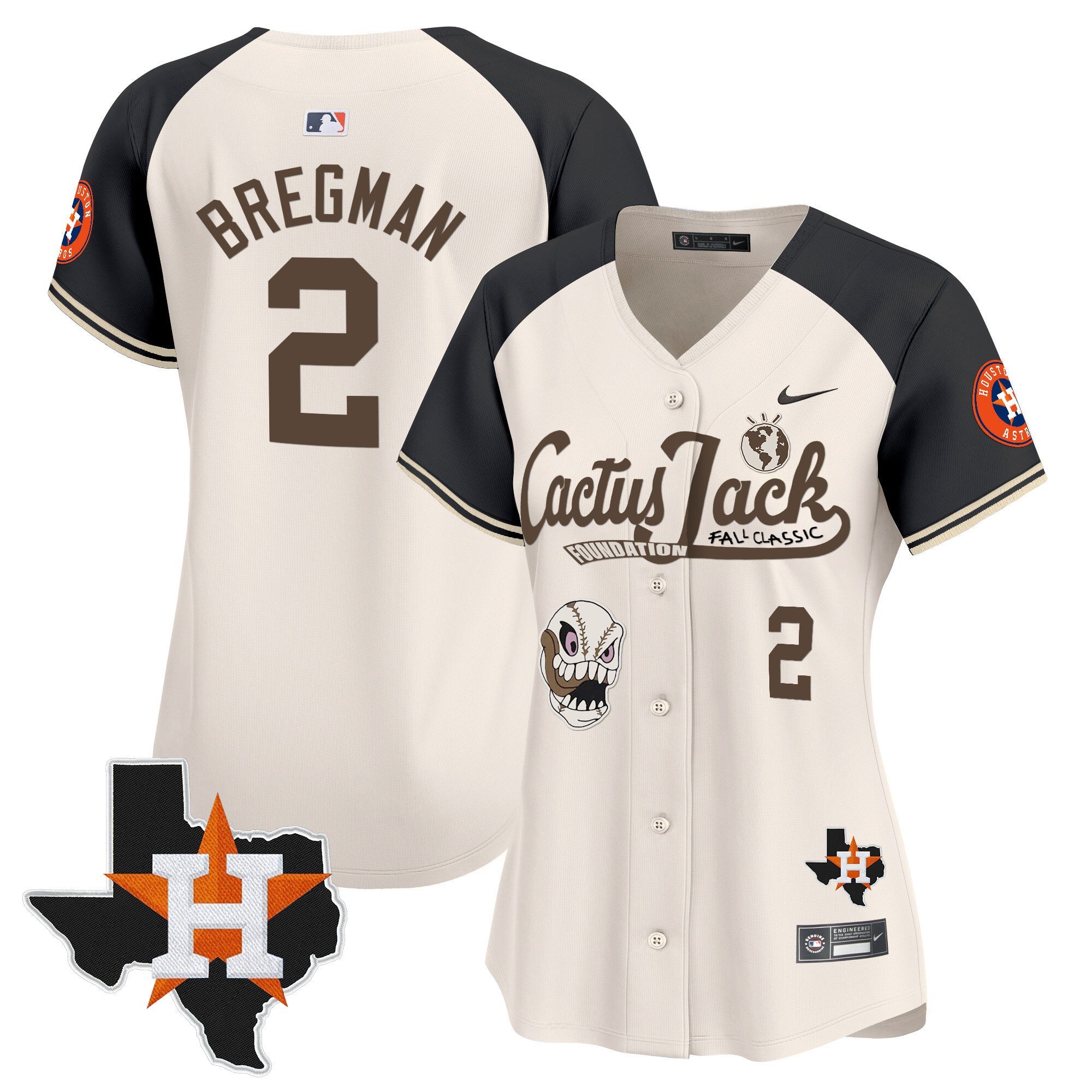 Women’s Houston Cactus Jack Patch Vapor Premier Limited Jersey V8 – Stitched