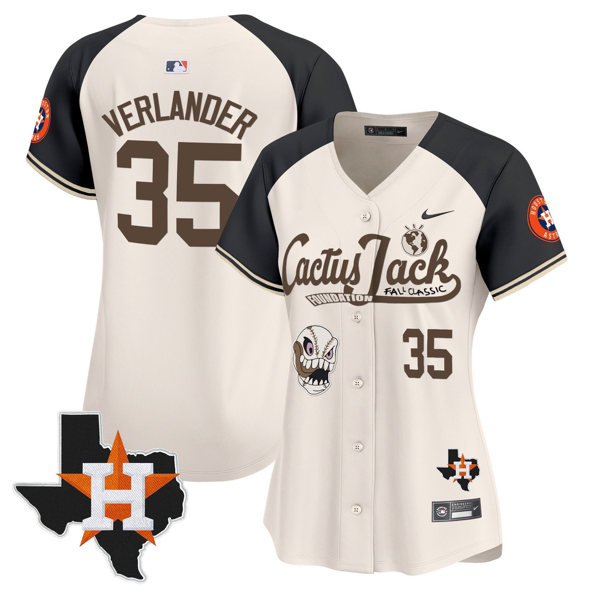 Women’s Houston Cactus Jack Patch Vapor Premier Limited Jersey V8 – Stitched