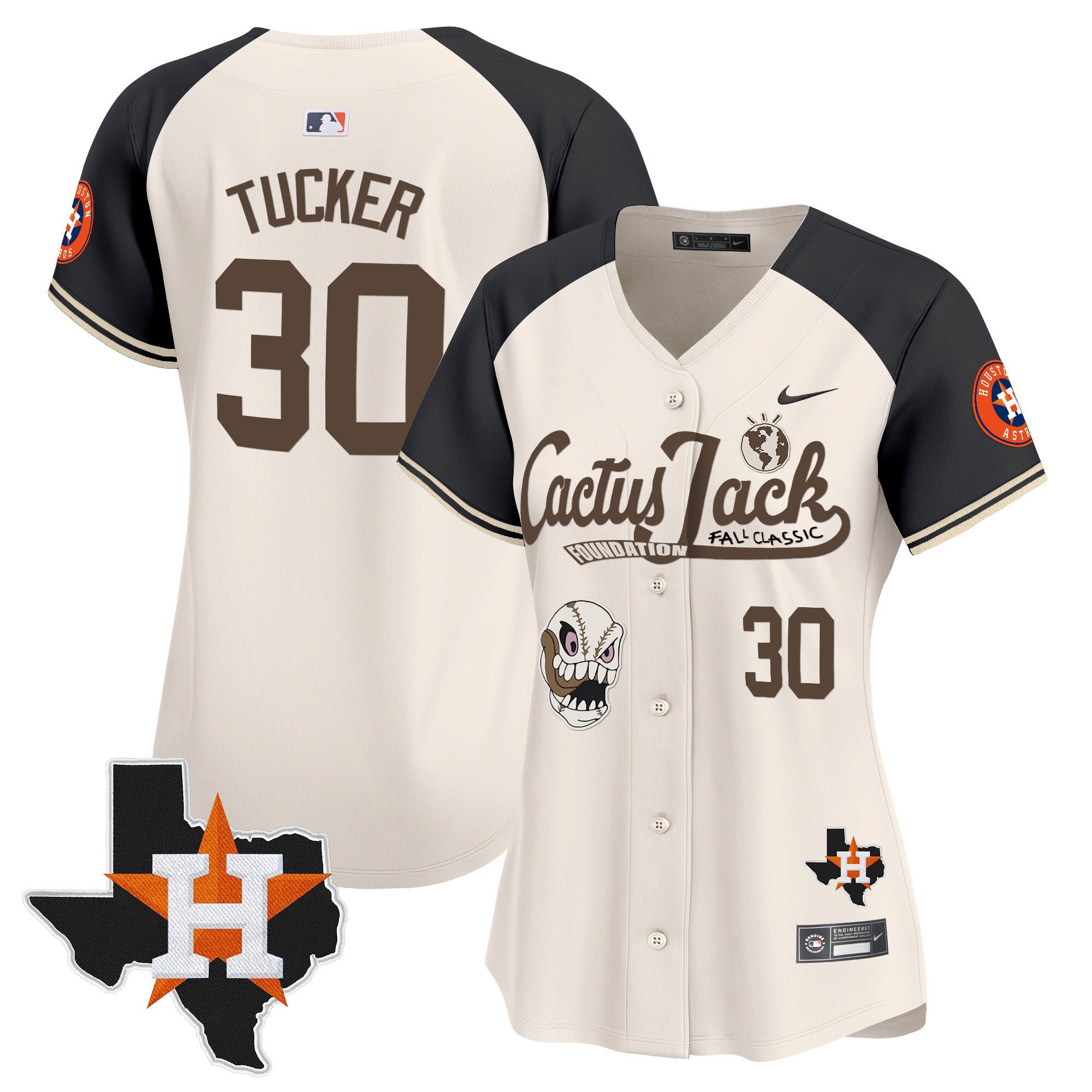 Women’s Houston Cactus Jack Patch Vapor Premier Limited Jersey V8 – Stitched