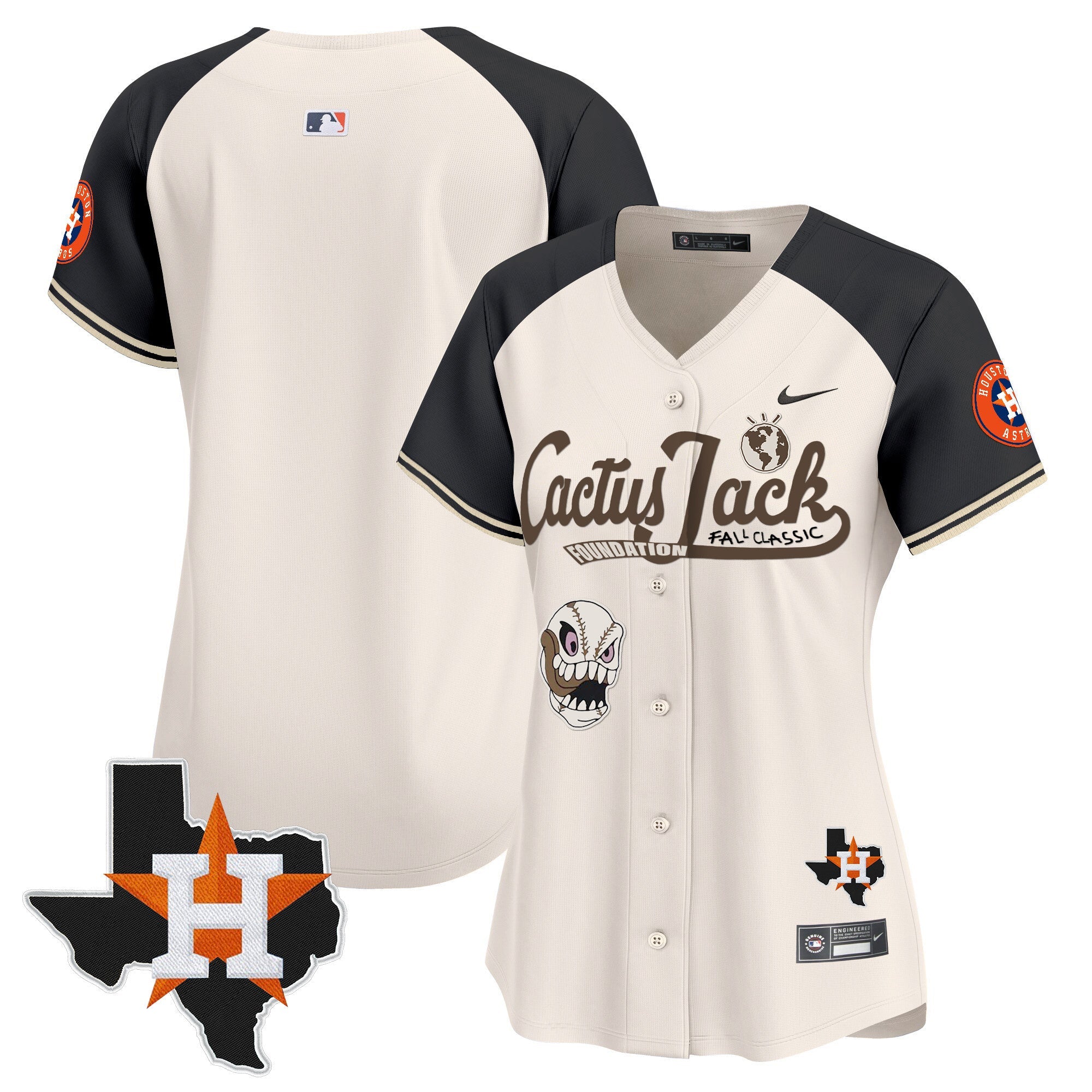 Women’s Houston Cactus Jack Patch Vapor Premier Limited Jersey V8 – Stitched