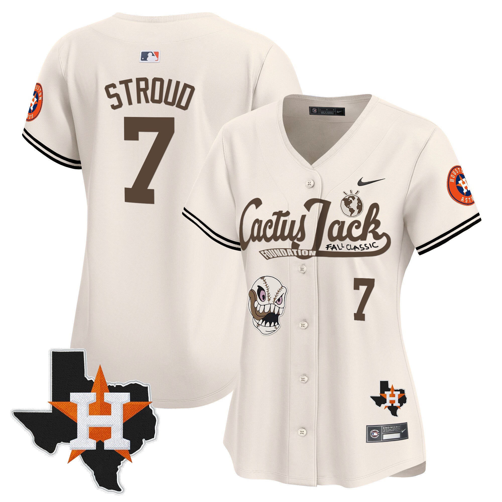 Women’s Houston Cactus Jack Patch Vapor Premier Limited Jersey V8 – Stitched