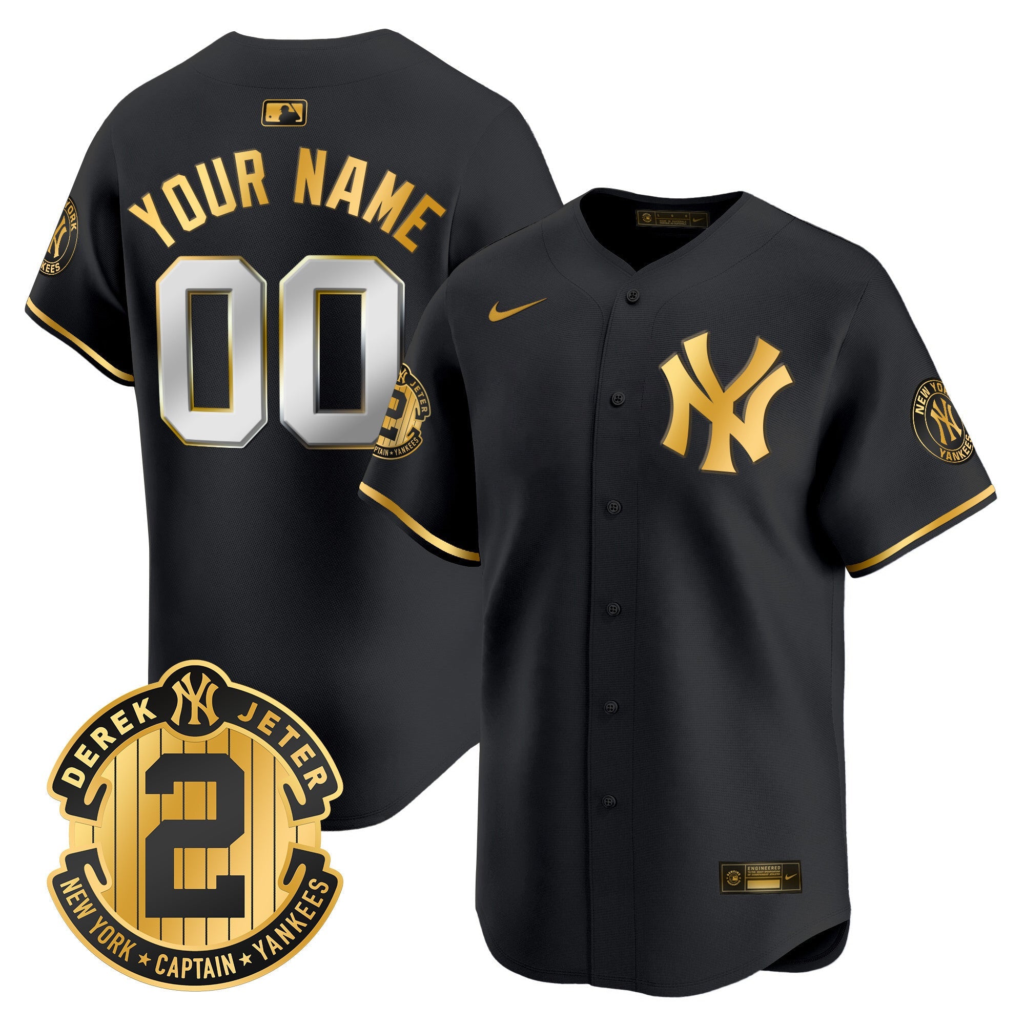 New York Derek Jeter Patch Vapor Premier Limited Custom Jersey