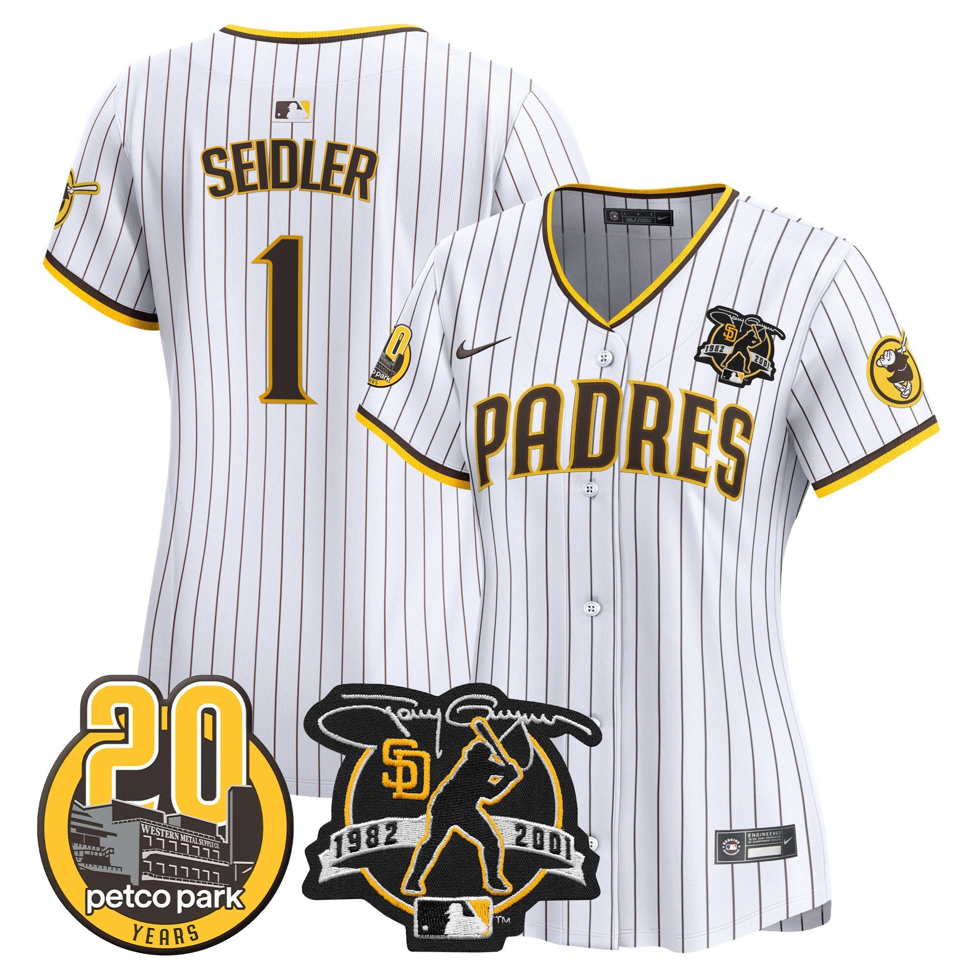 Women’s Tony Gwynn & Petco Park 20th Patch Vapor Premier Limited Jersey