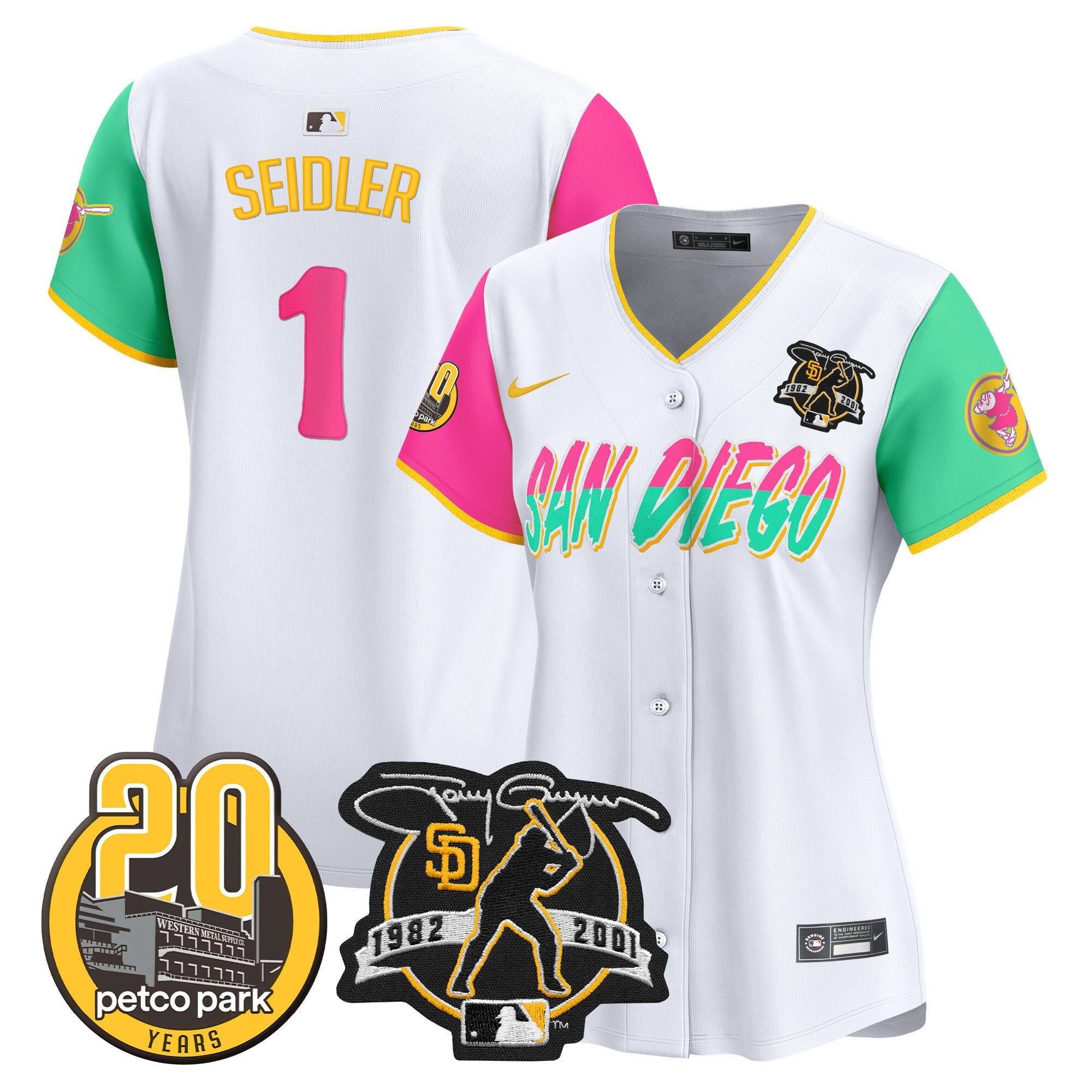Women’s Tony Gwynn & Petco Park 20th Patch Vapor Premier Limited Jersey