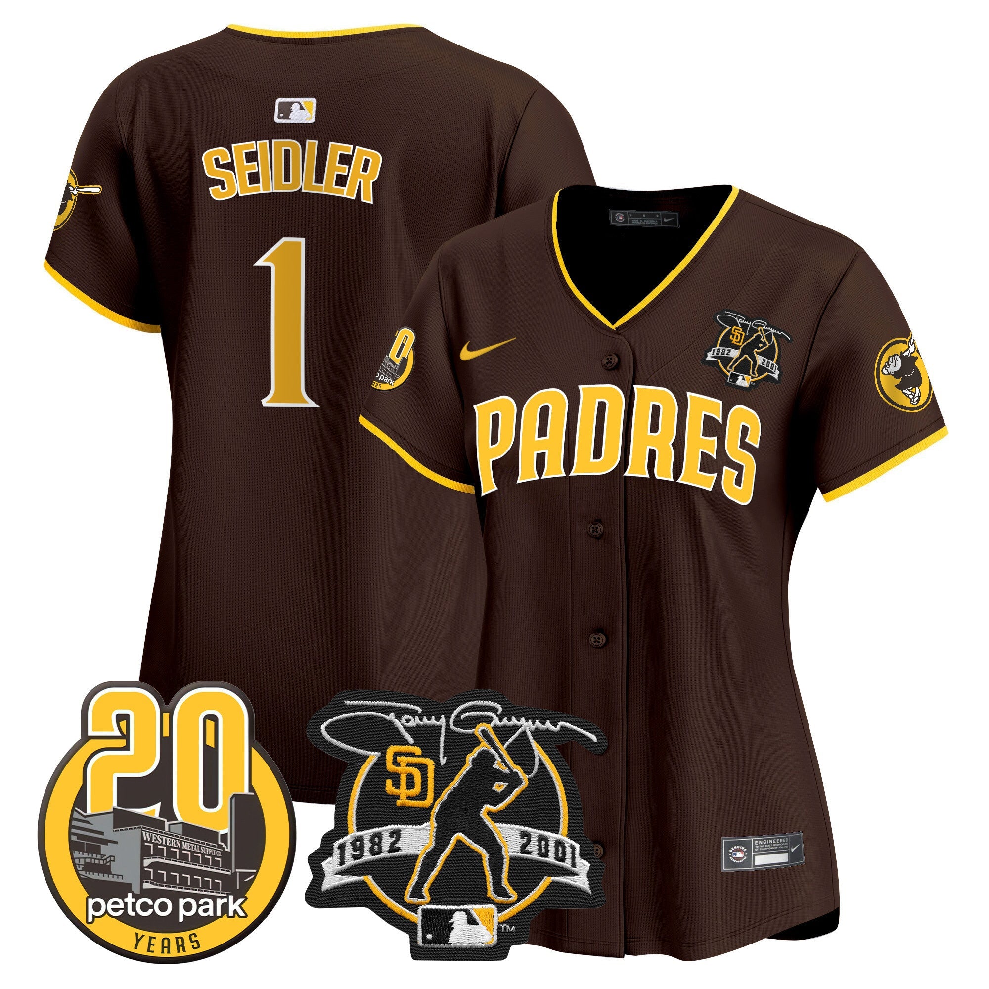 Women’s Tony Gwynn & Petco Park 20th Patch Vapor Premier Limited Jersey