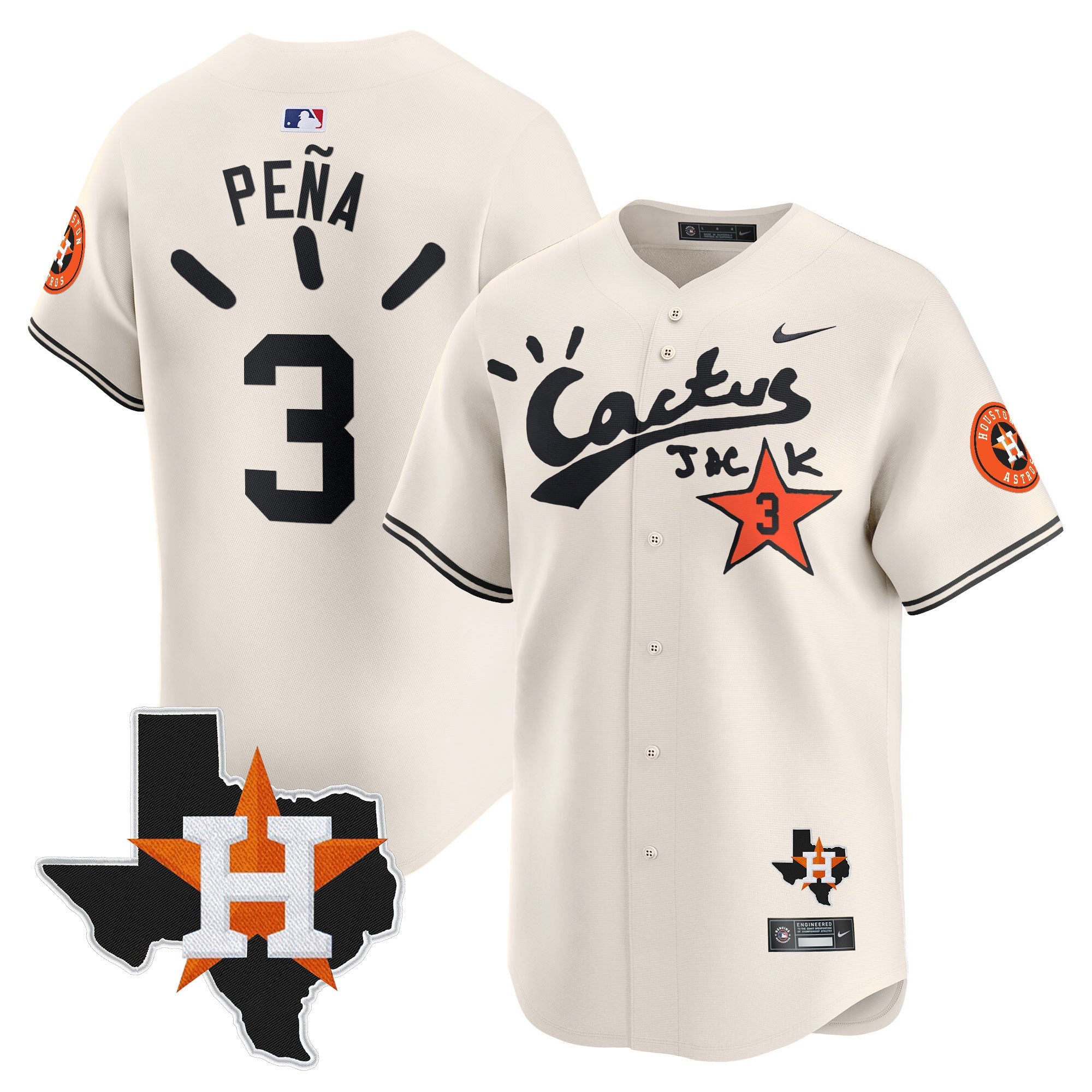 Men’s Houston Cactus Jack Patch Vapor Premier Limited Jersey V10 – Stitched