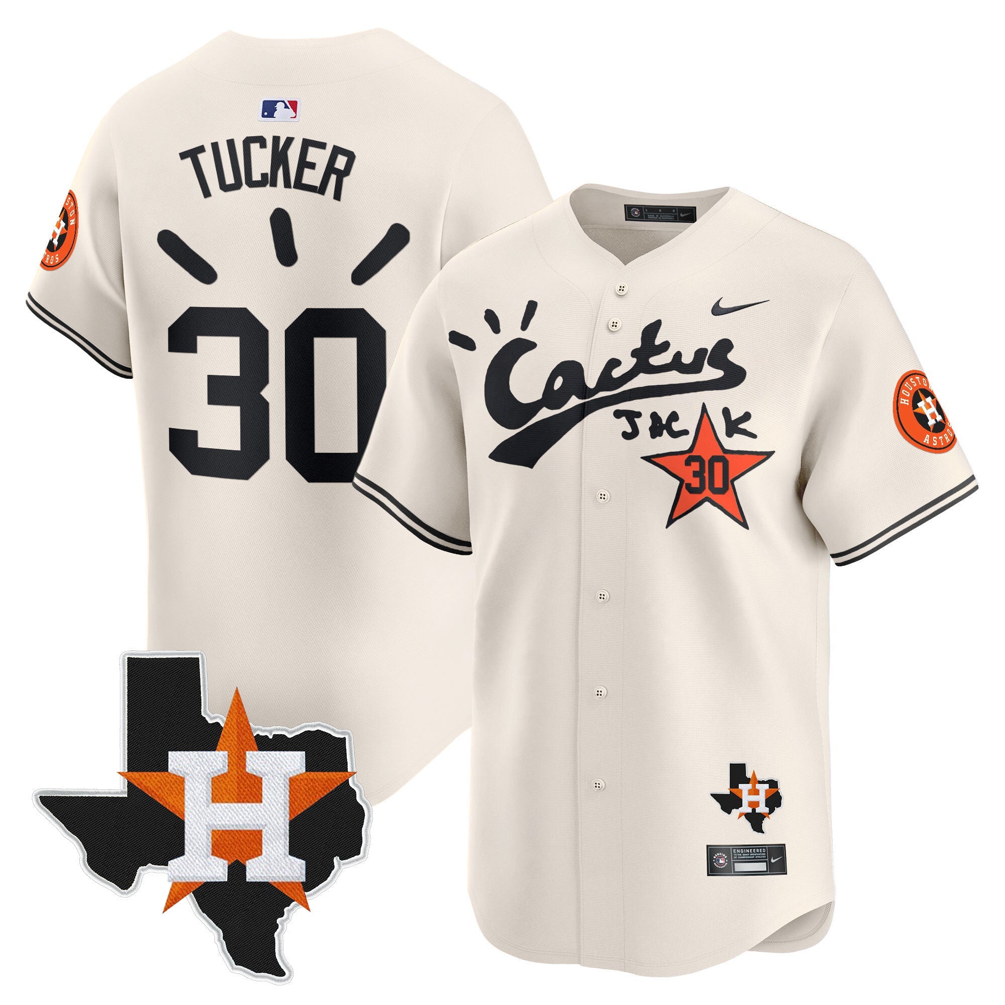 Men’s Houston Cactus Jack Patch Vapor Premier Limited Jersey V10 – Stitched