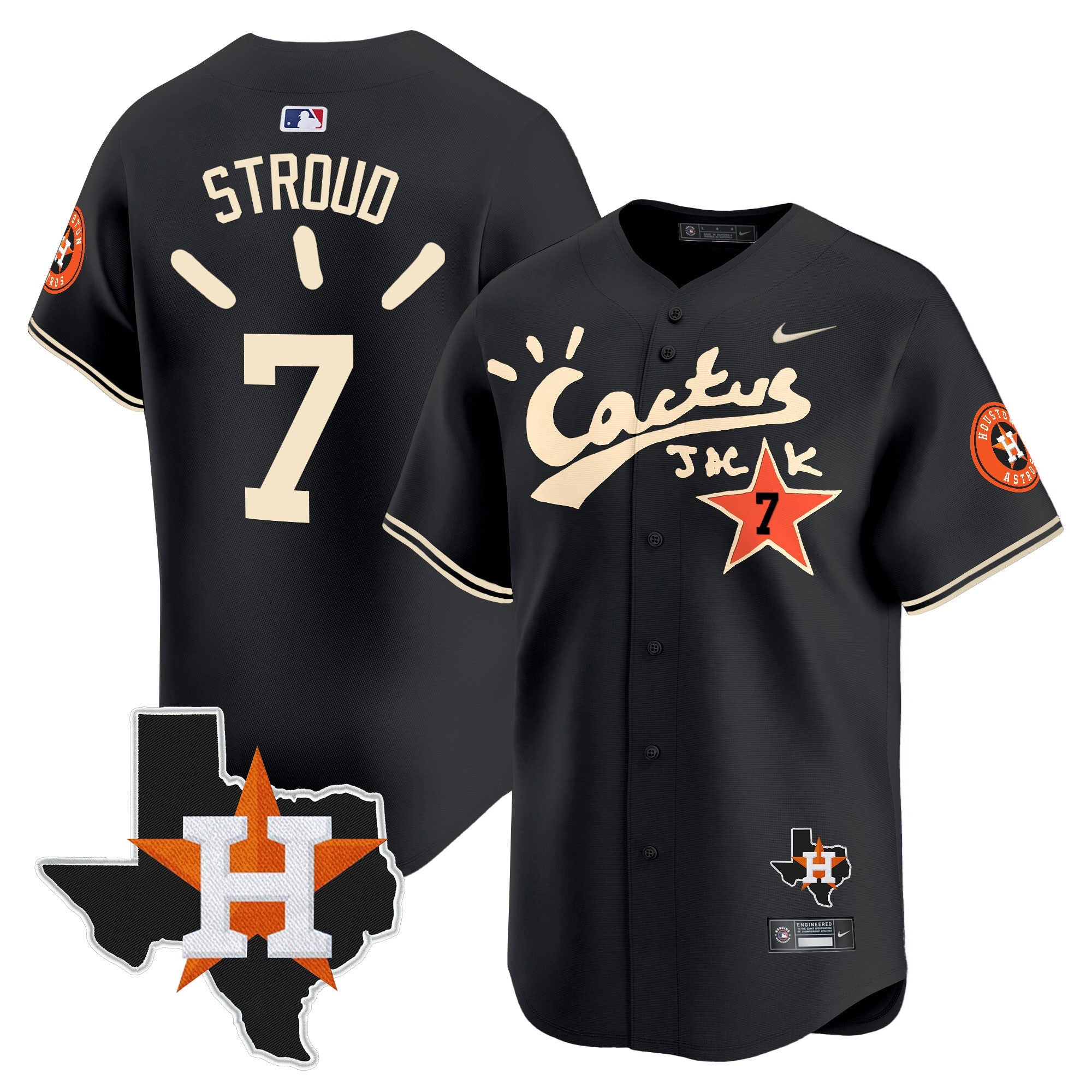 Men’s Houston Cactus Jack Patch Vapor Premier Limited Jersey V10 – Stitched