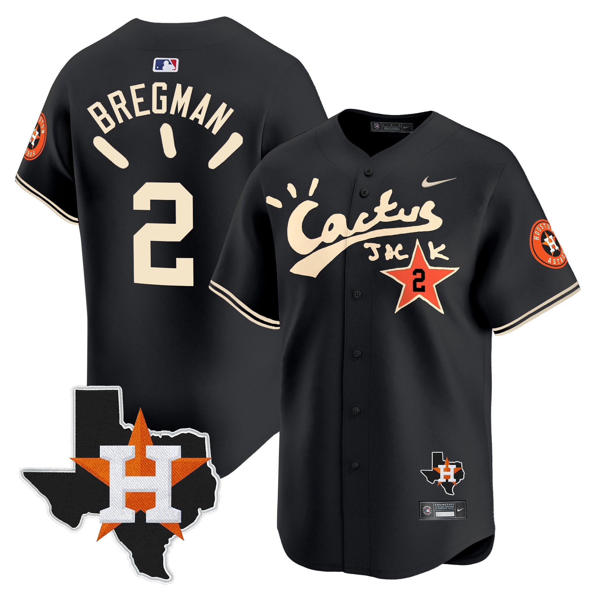 Men’s Houston Cactus Jack Patch Vapor Premier Limited Jersey V10 – Stitched