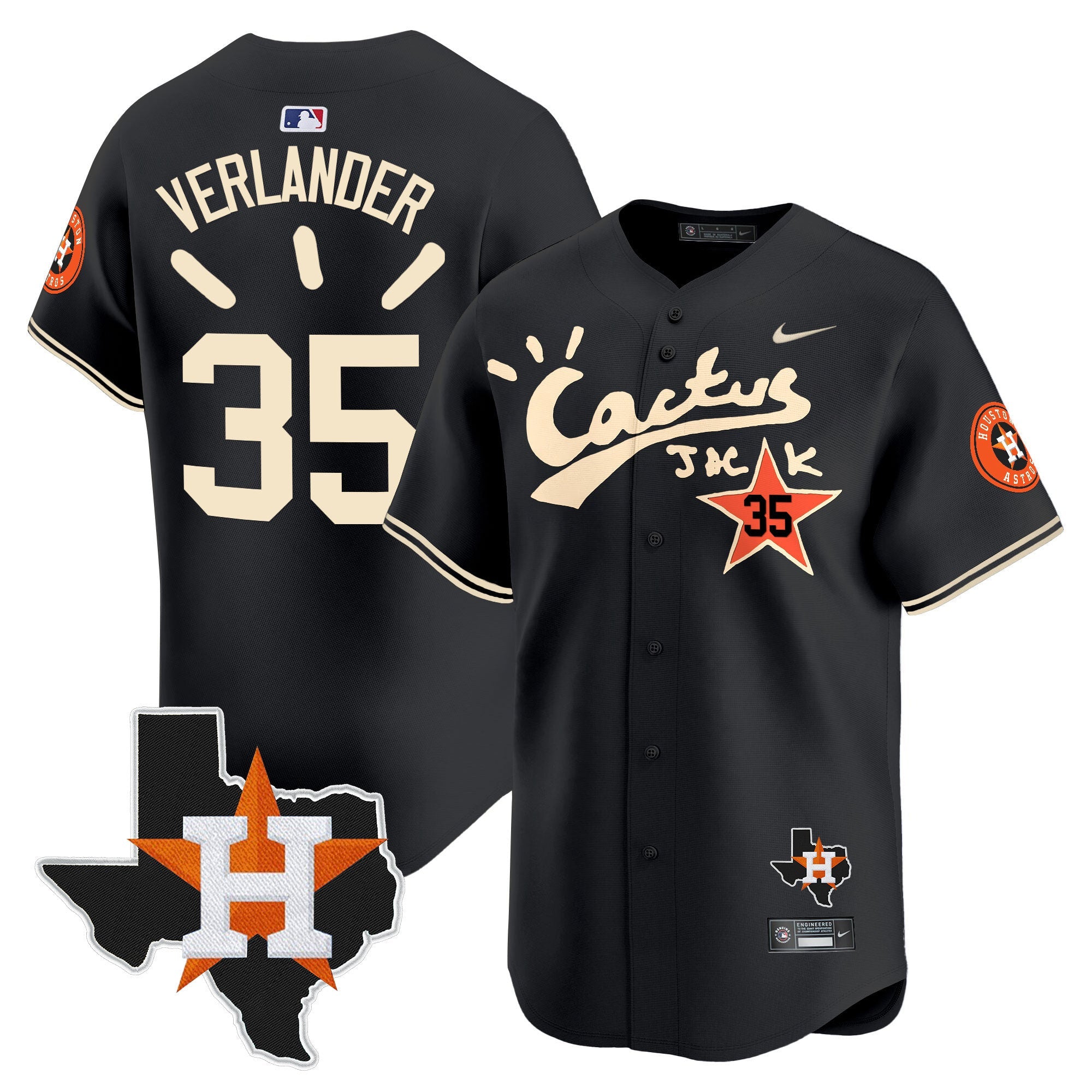 Men’s Houston Cactus Jack Patch Vapor Premier Limited Jersey V10 – Stitched
