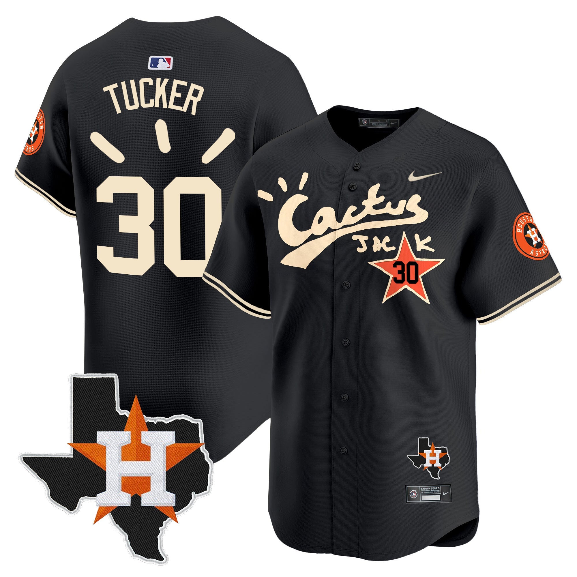 Men’s Houston Cactus Jack Patch Vapor Premier Limited Jersey V10 – Stitched