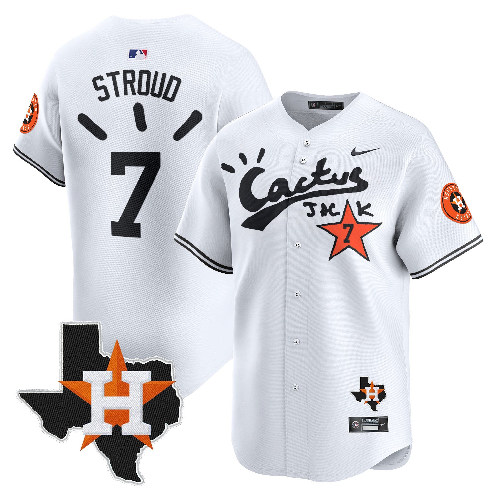 Men’s Houston Cactus Jack Patch Vapor Premier Limited Jersey V10 – Stitched