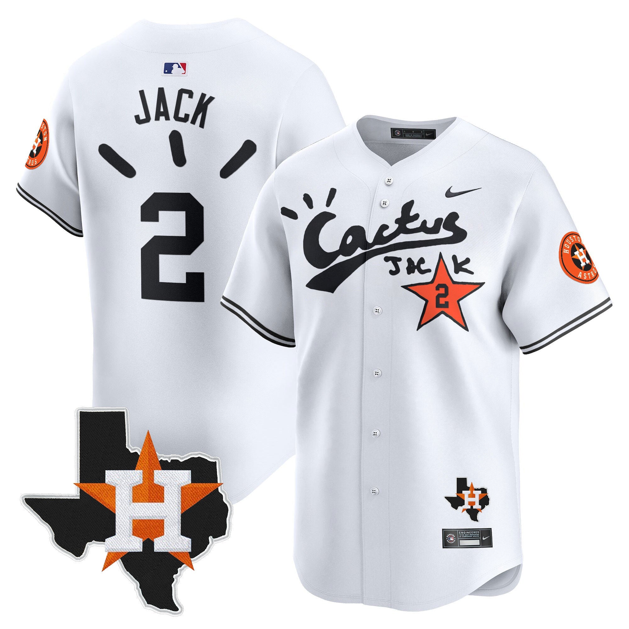 Men’s Houston Cactus Jack Patch Vapor Premier Limited Jersey V10 – Stitched