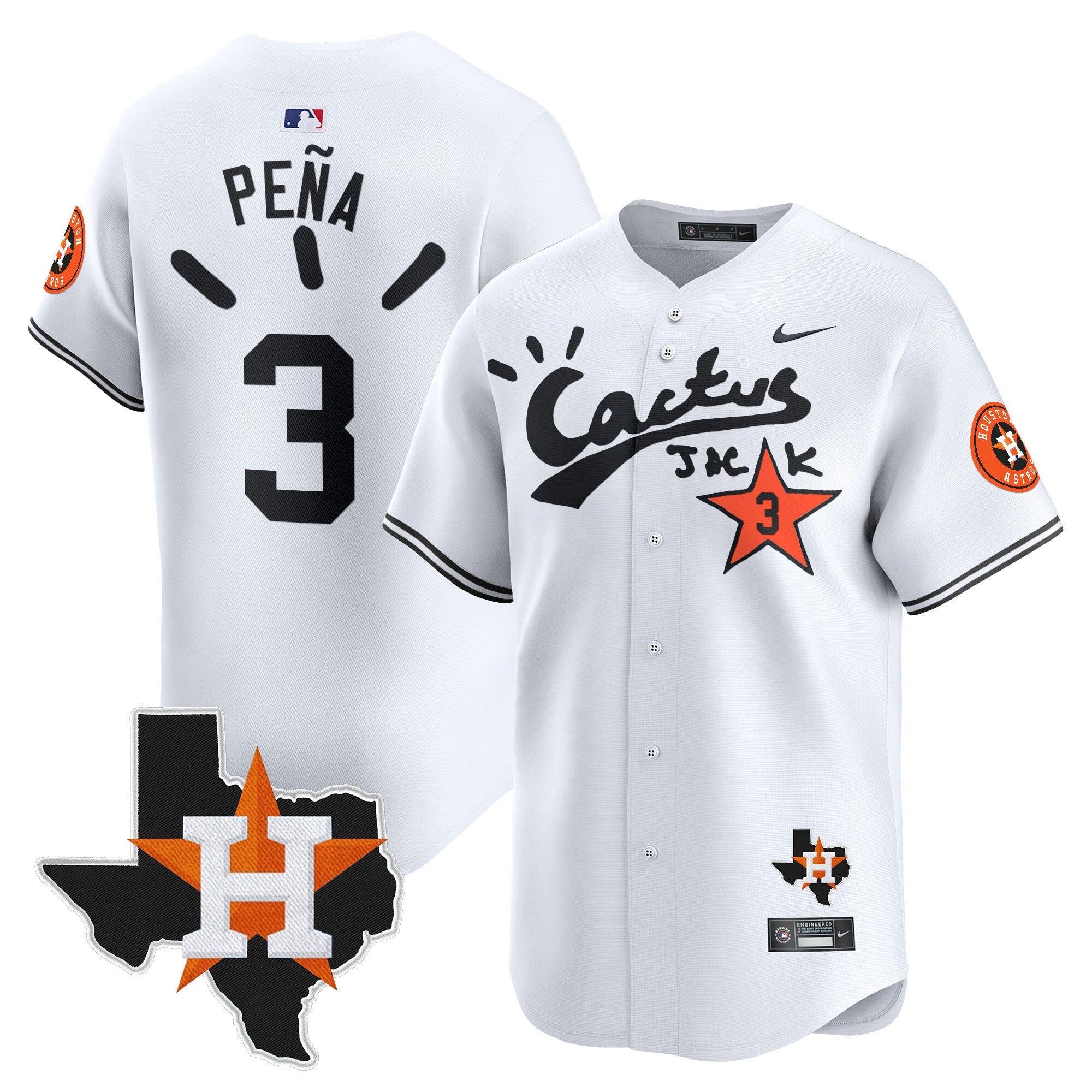 Men’s Houston Cactus Jack Patch Vapor Premier Limited Jersey V10 – Stitched