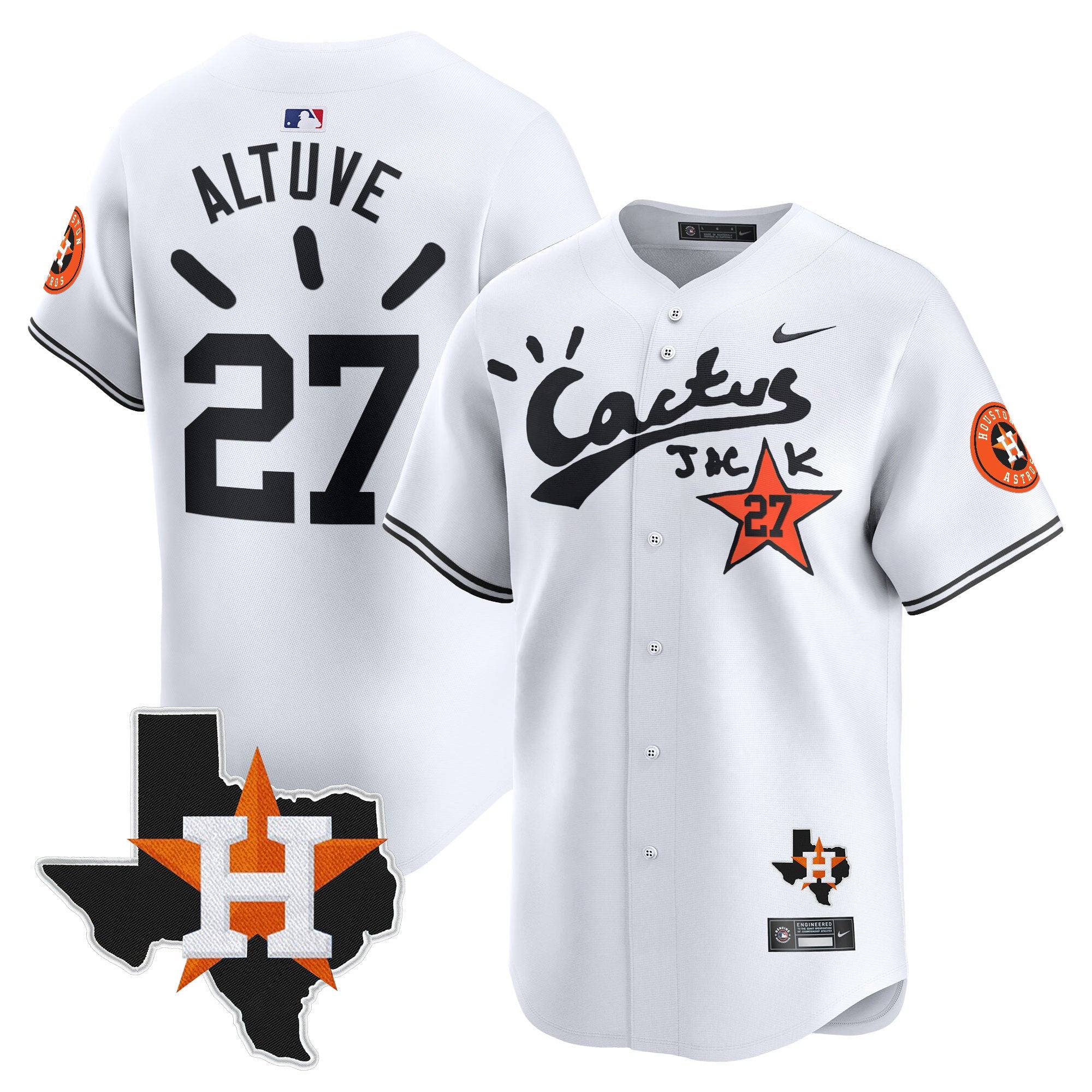 Men’s Houston Cactus Jack Patch Vapor Premier Limited Jersey V10 – Stitched