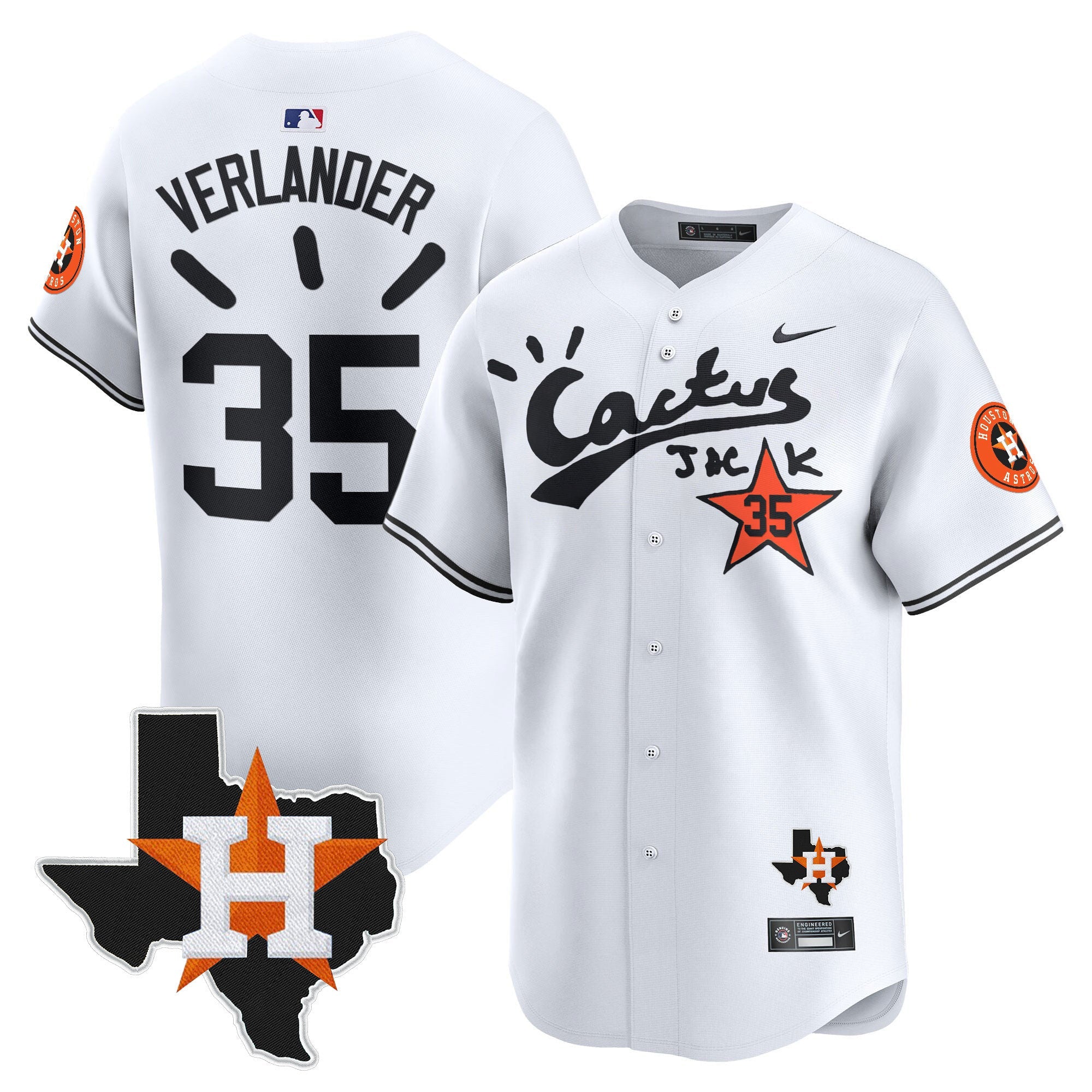Men’s Houston Cactus Jack Patch Vapor Premier Limited Jersey V10 – Stitched