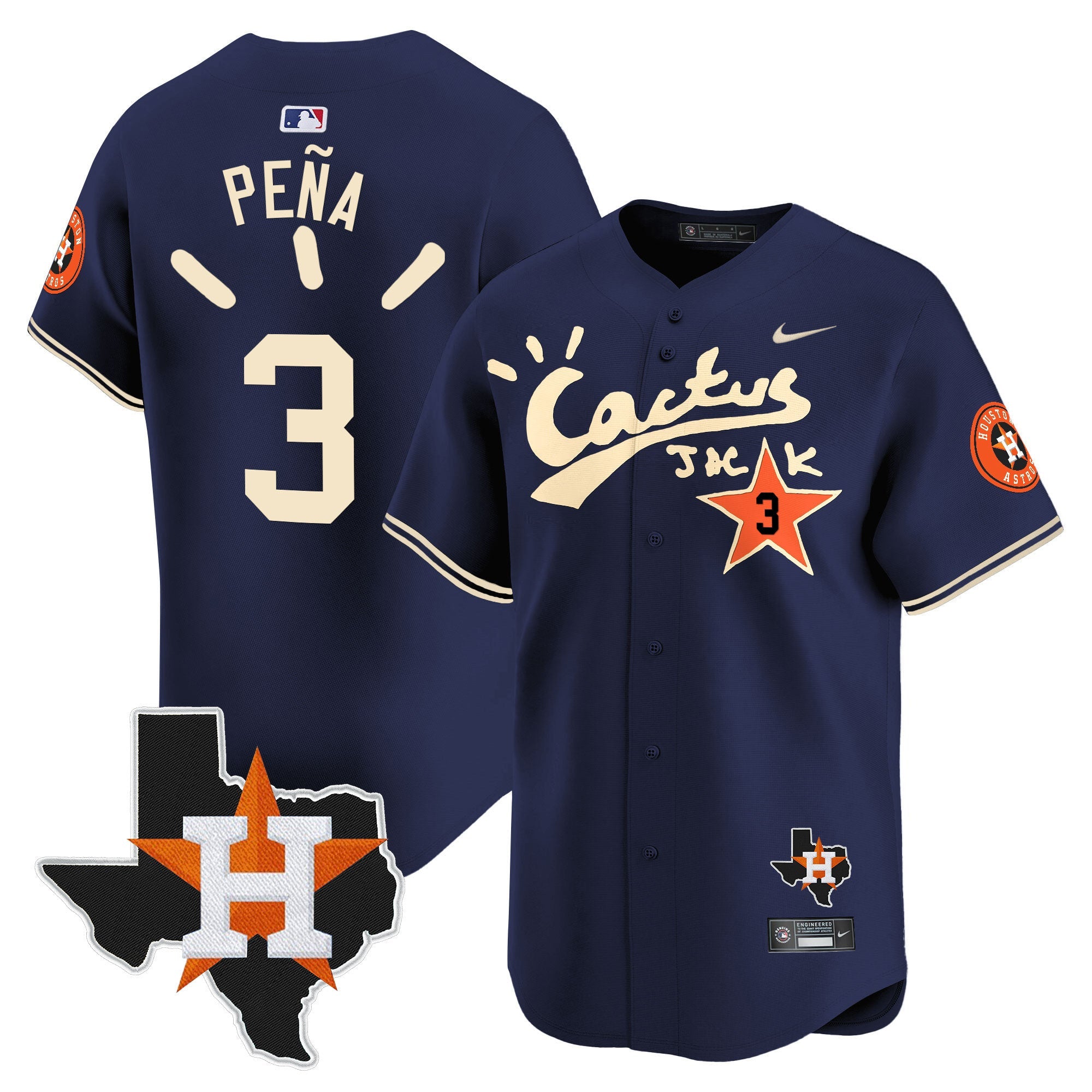 Men’s Houston Cactus Jack Patch Vapor Premier Limited Jersey V10 – Stitched