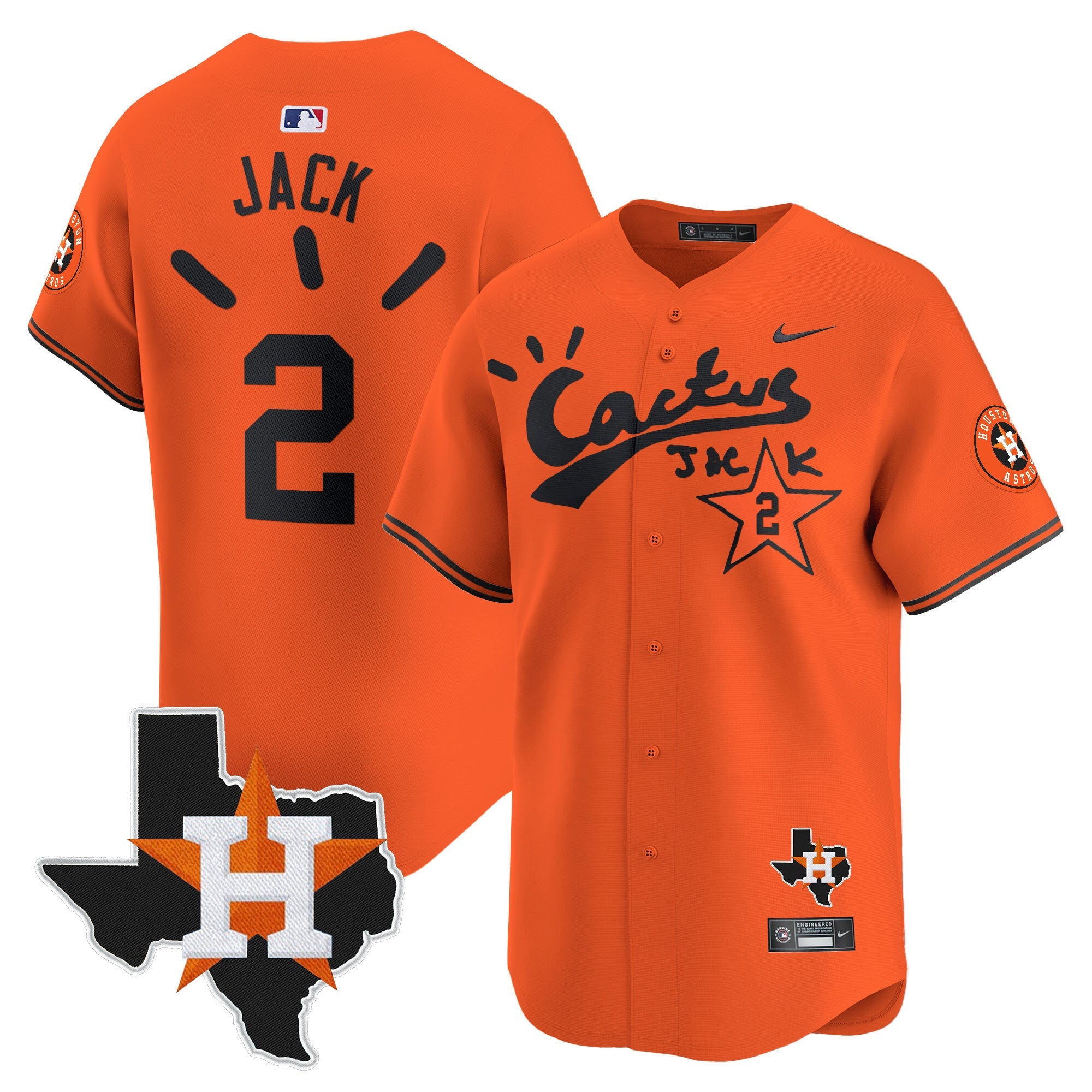 Men’s Houston Cactus Jack Patch Vapor Premier Limited Jersey V10 – Stitched