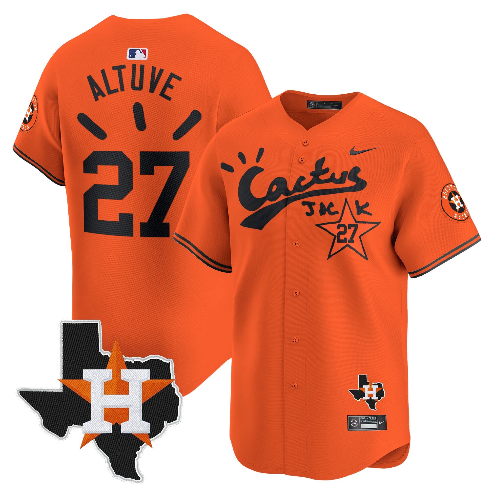 Men’s Houston Cactus Jack Patch Vapor Premier Limited Jersey V10 – Stitched