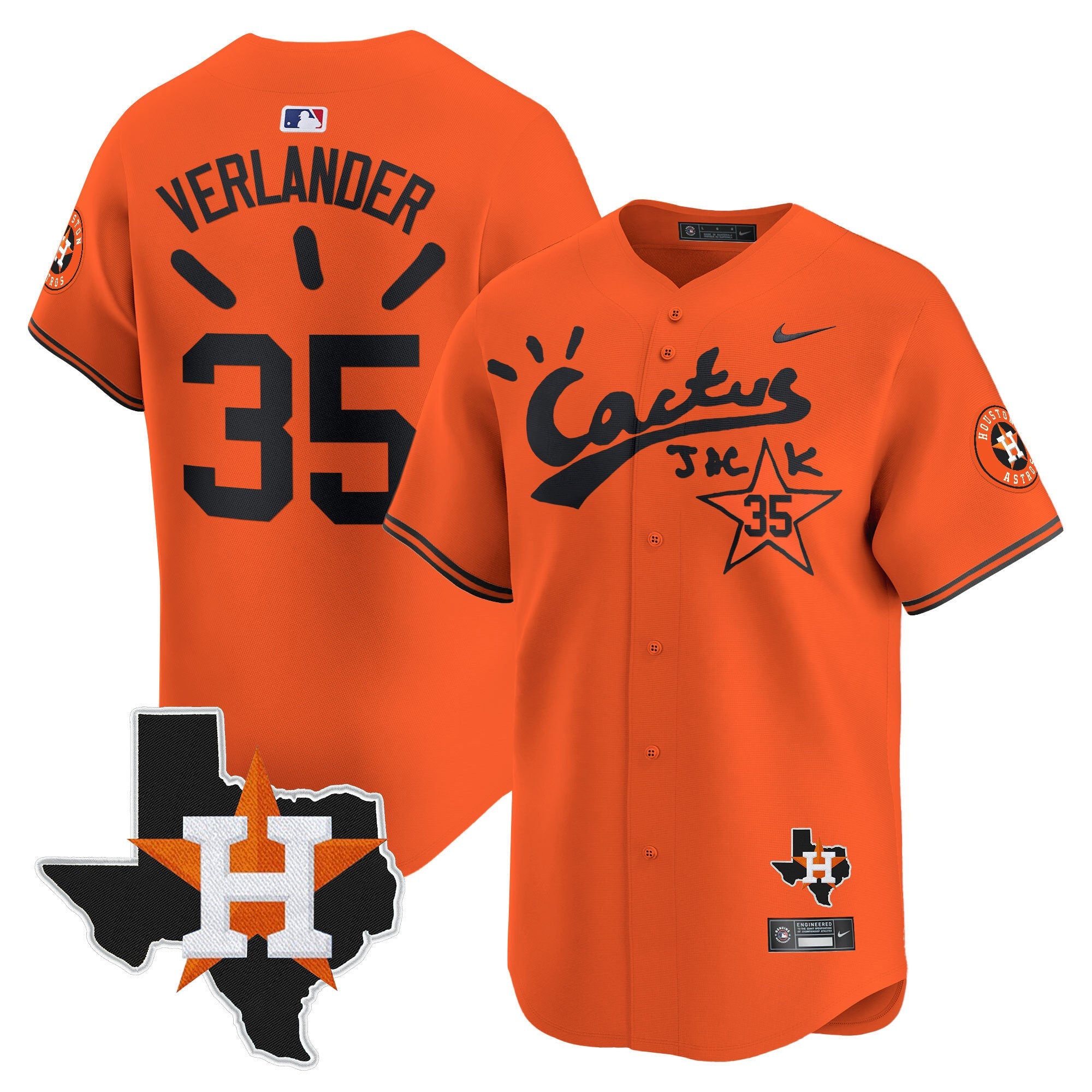 Men’s Houston Cactus Jack Patch Vapor Premier Limited Jersey V10 – Stitched