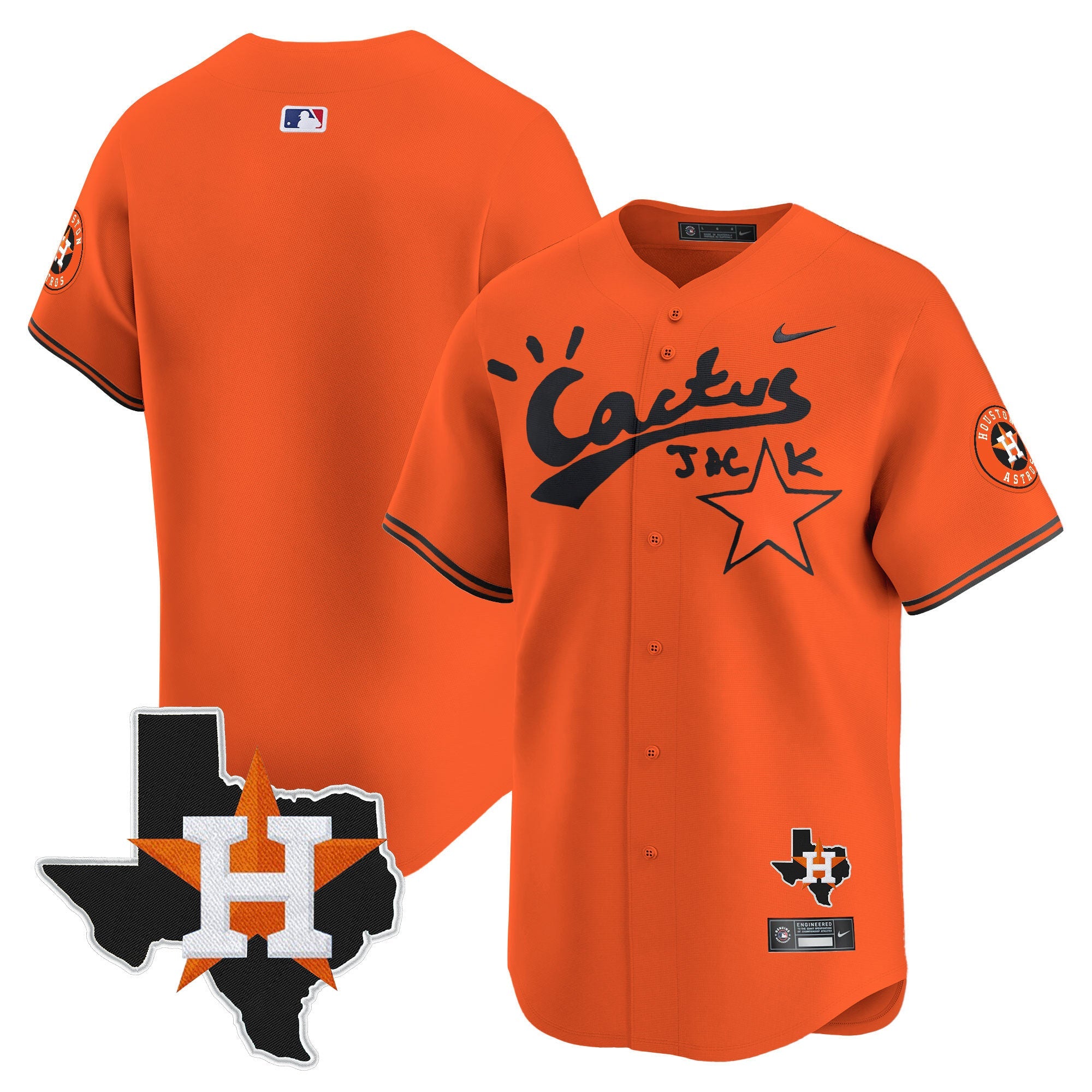 Men’s Houston Cactus Jack Patch Vapor Premier Limited Jersey V10 – Stitched