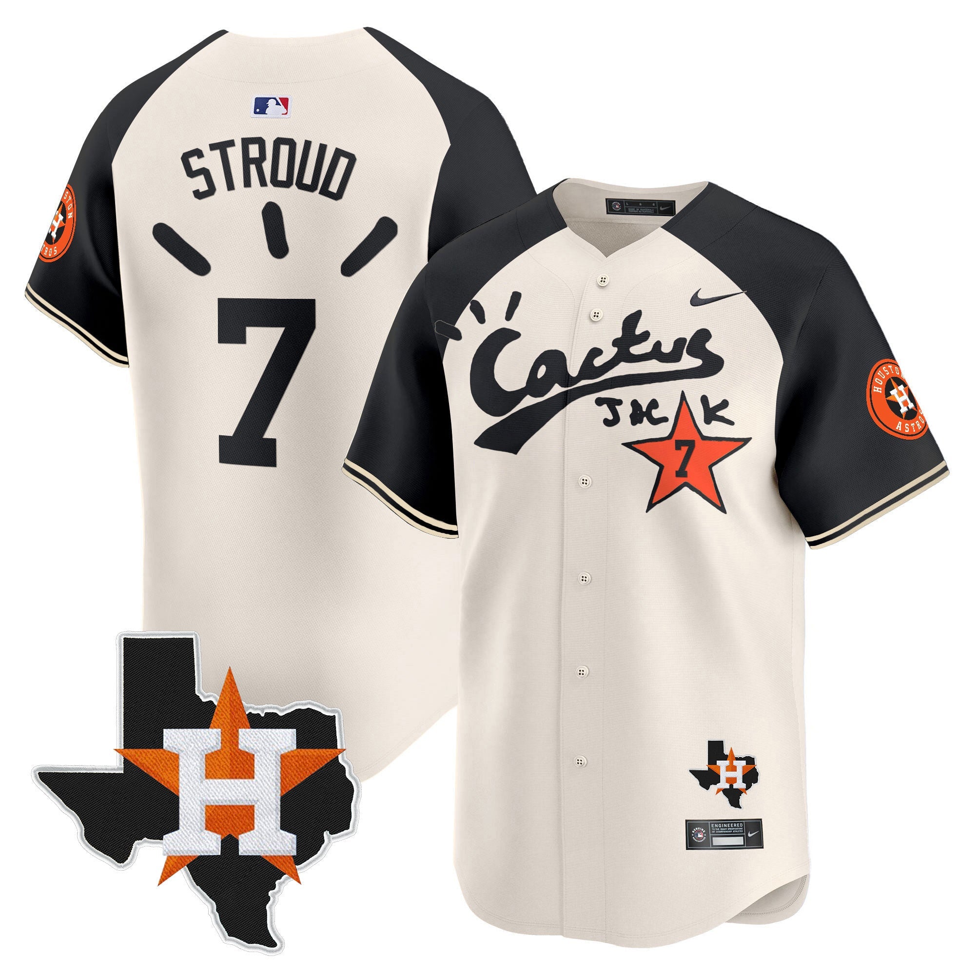Men’s Houston Cactus Jack Patch Vapor Premier Limited Jersey V10 – Stitched