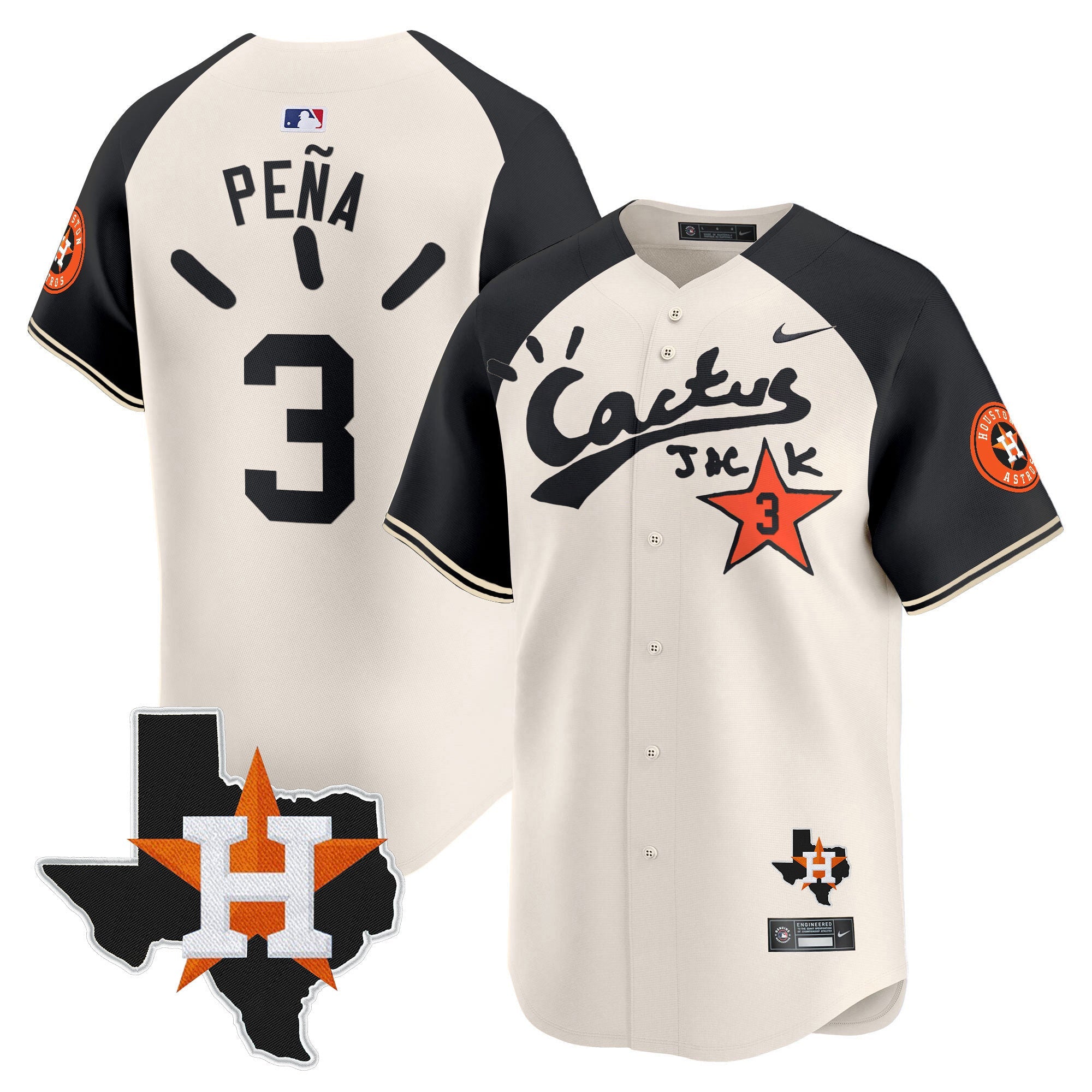 Men’s Houston Cactus Jack Patch Vapor Premier Limited Jersey V10 – Stitched